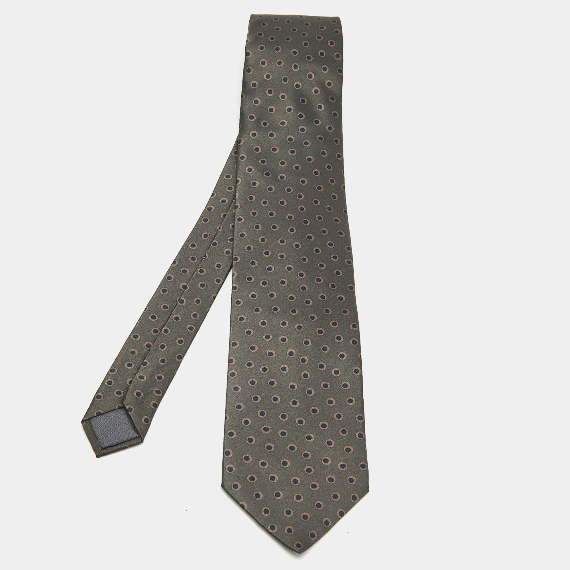 Pre Owned Lanvin Green Print Silk Tie