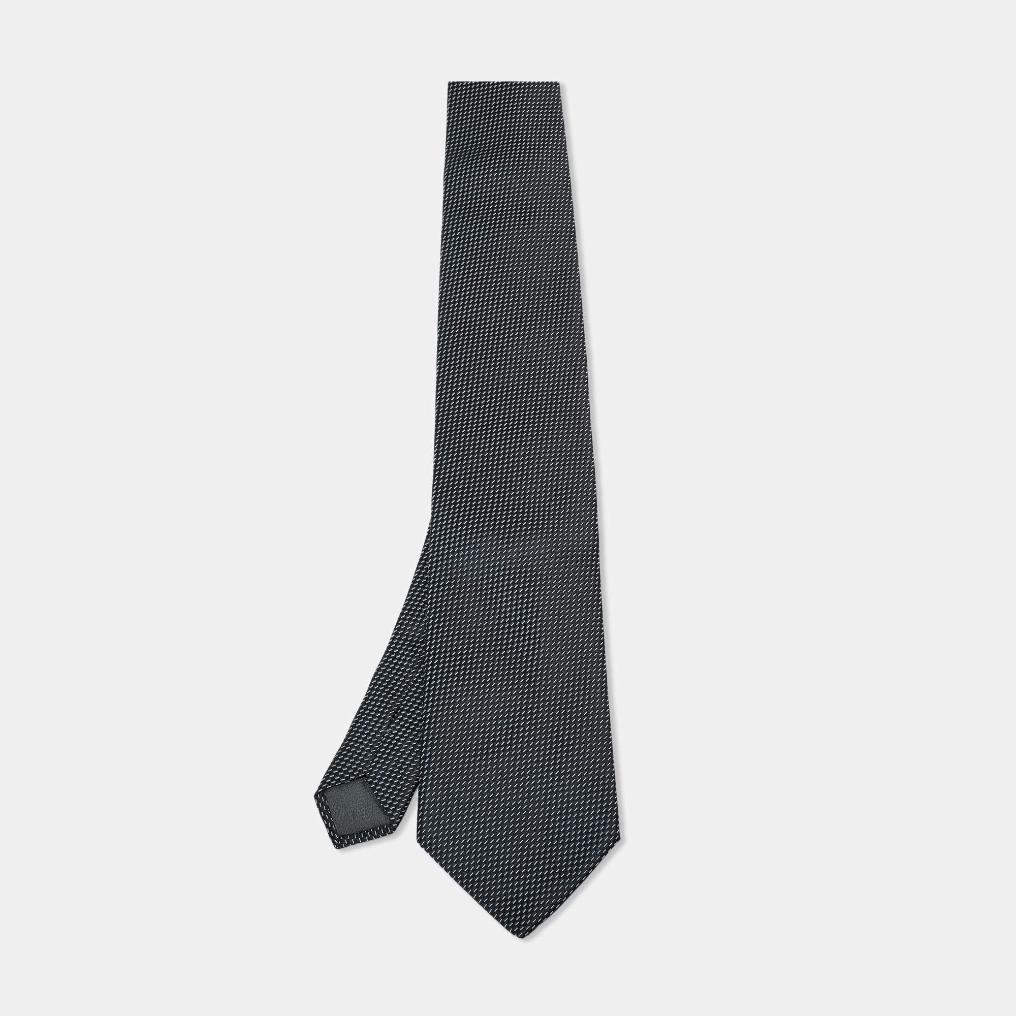 Pre Owned Lanvin Black Patterned Silk Tie
