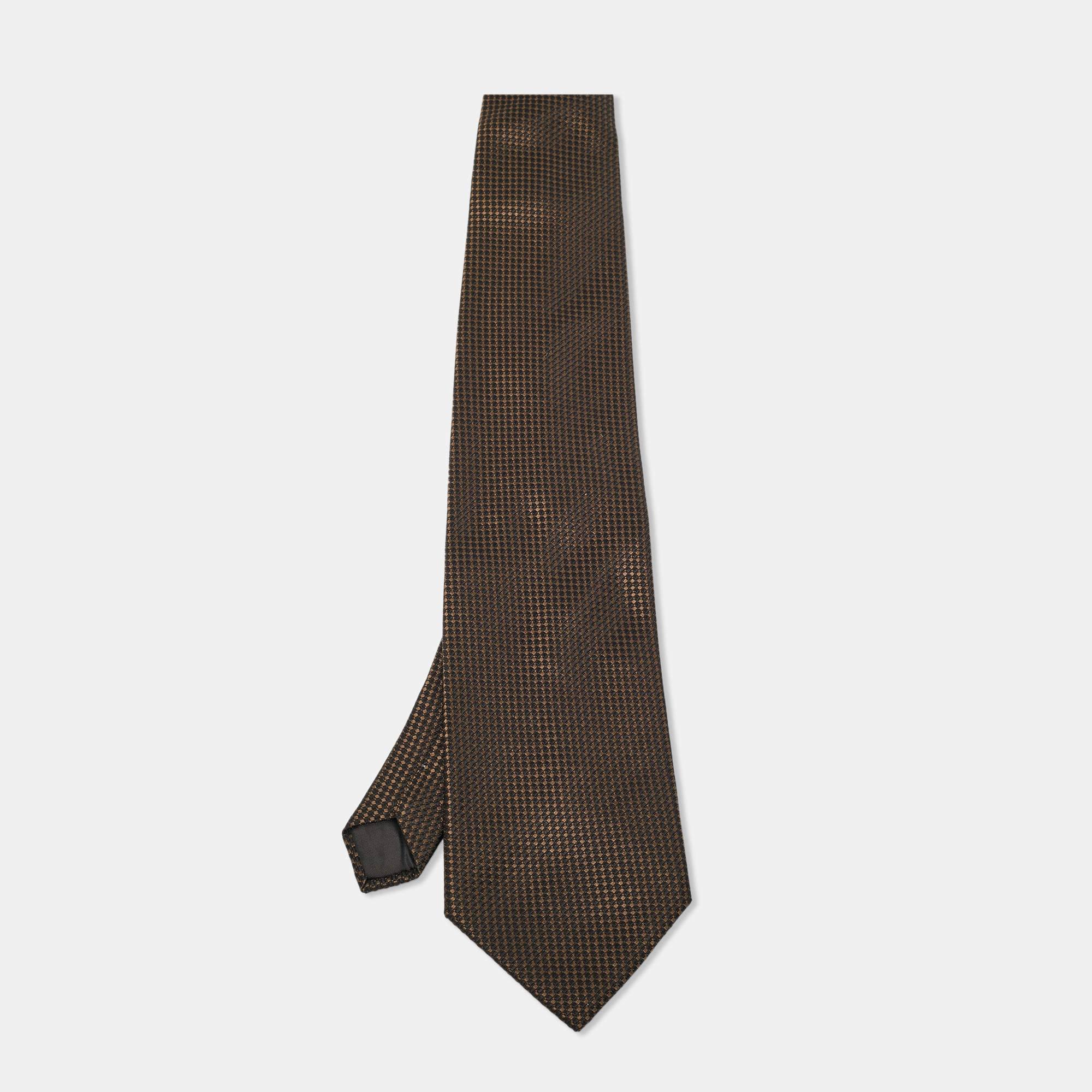 Pre Owned Lanvin Brown Patterned Silk Traditional Tie