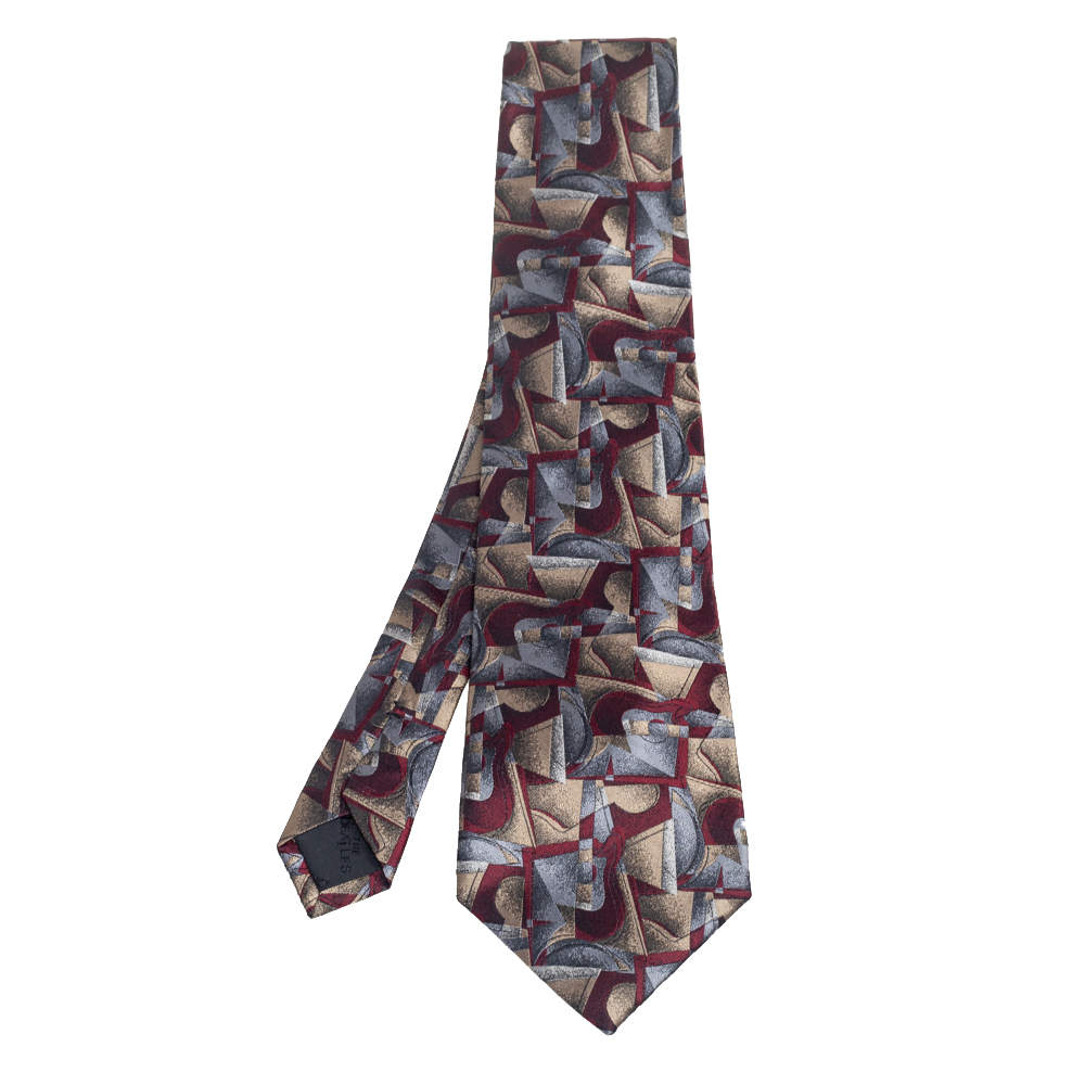 Pre Owned Lanvin Vintage Metallic Jacquard Silk Traditional Tie 