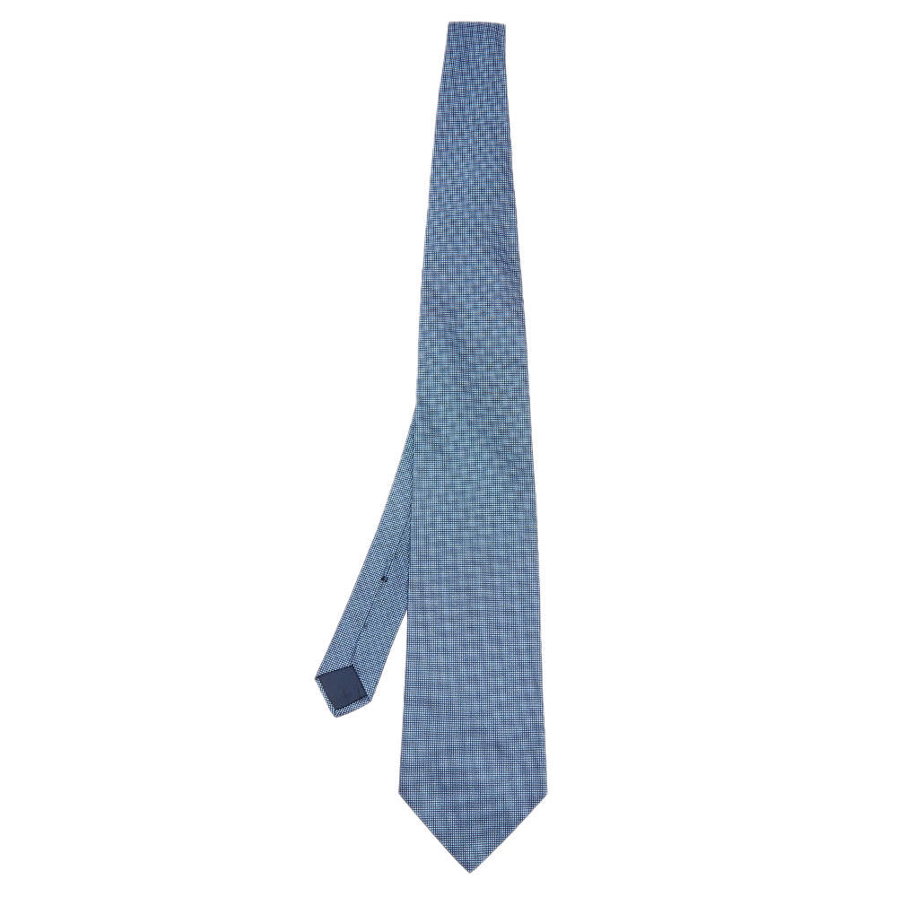 Lanvin Blue Dot Motif Jacquard Silk Tie