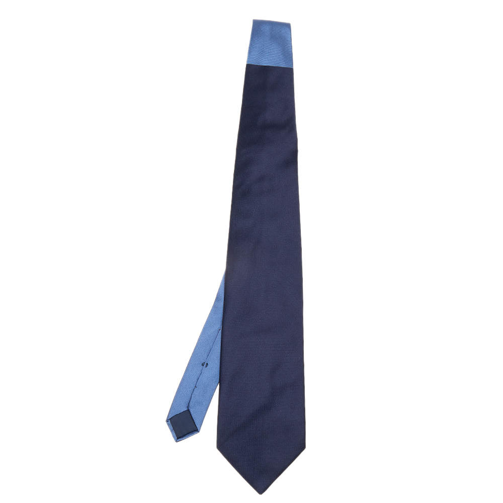 Lanvin Blue Colorblock Silk Tie