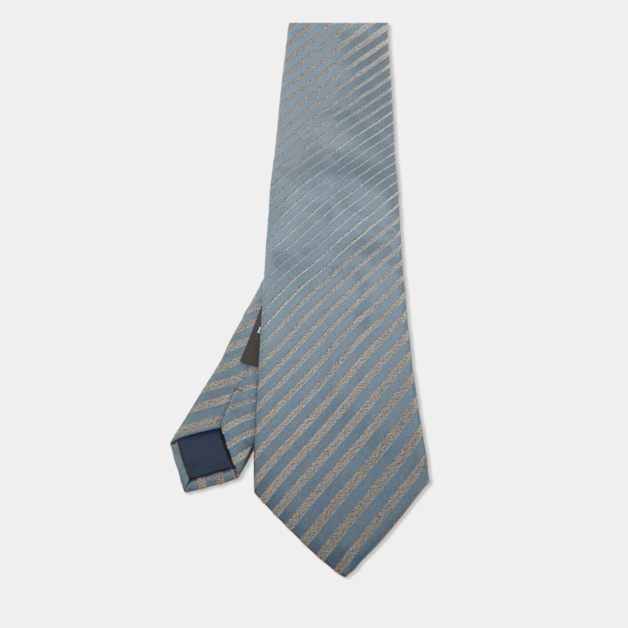 Lanvin Blue Striped Silk Traditional Tie 