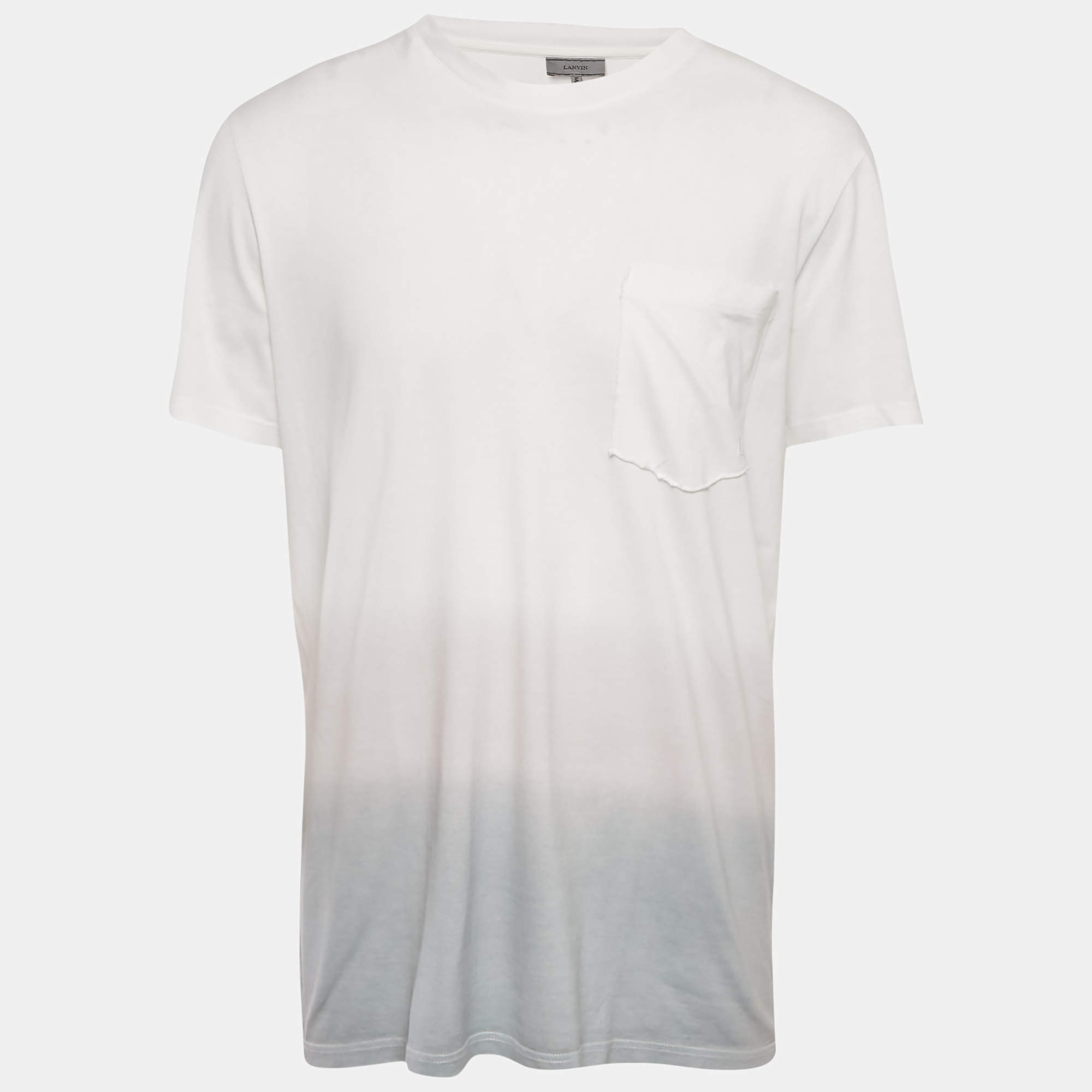 Pre Owned Lanvin White Ombre Jersey Crewneck T-Shirt XL