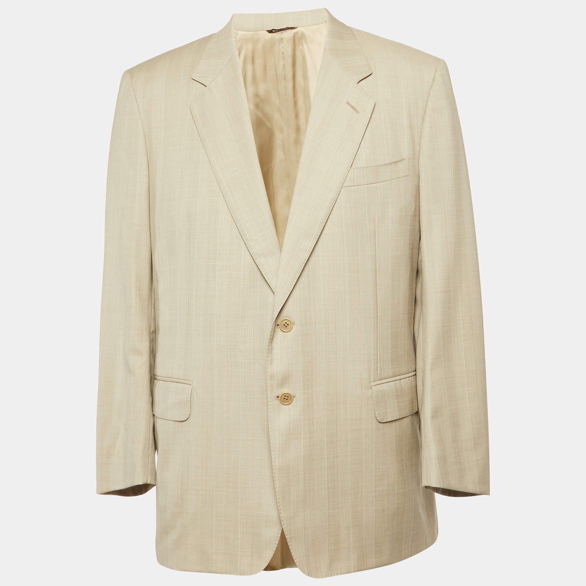 Pre Owned Lanvin Beige Wool Striped Regular Fit Blazer XXXL