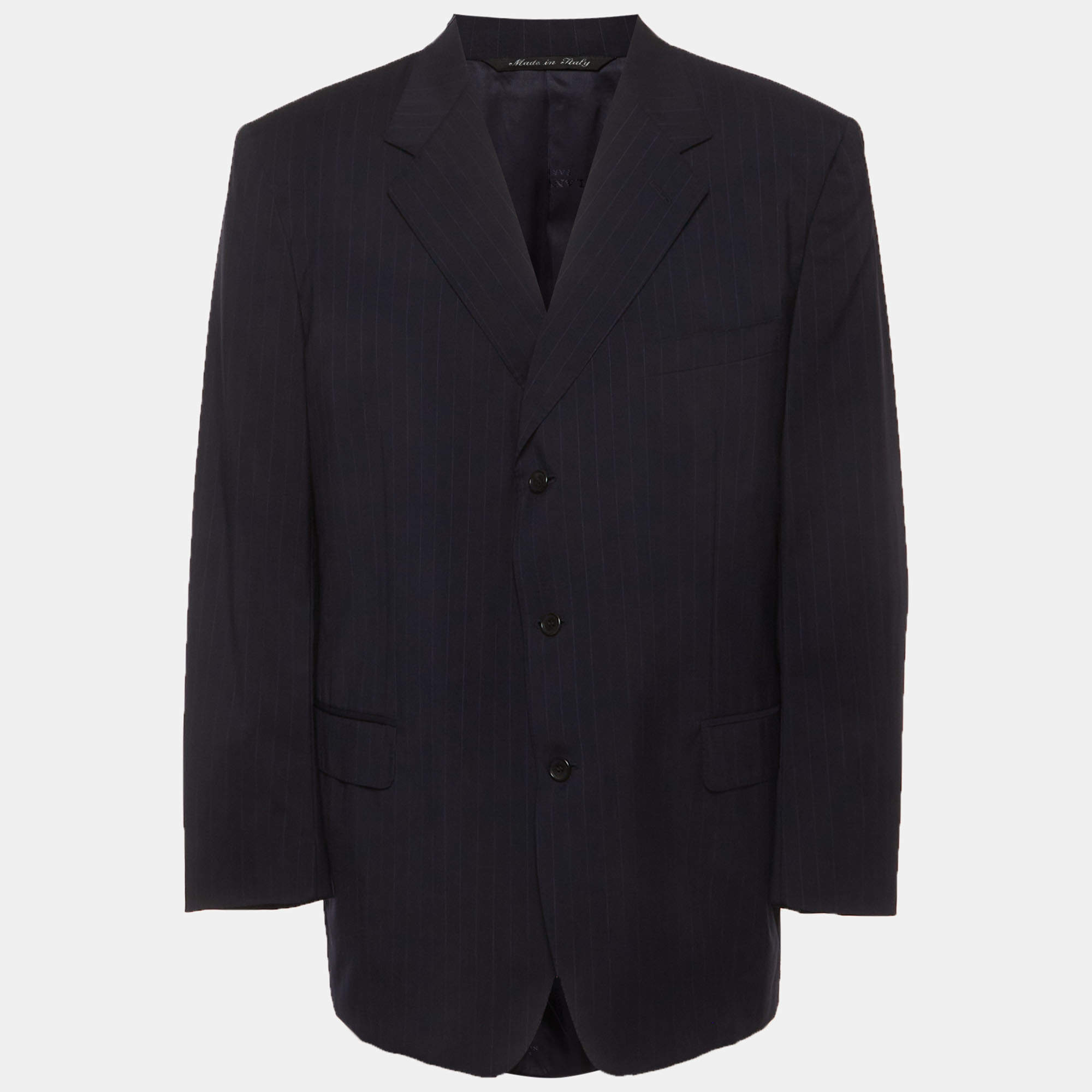 Pre Owned Lanvin Navy Wool Blend Single Breasted Blazer XXXL