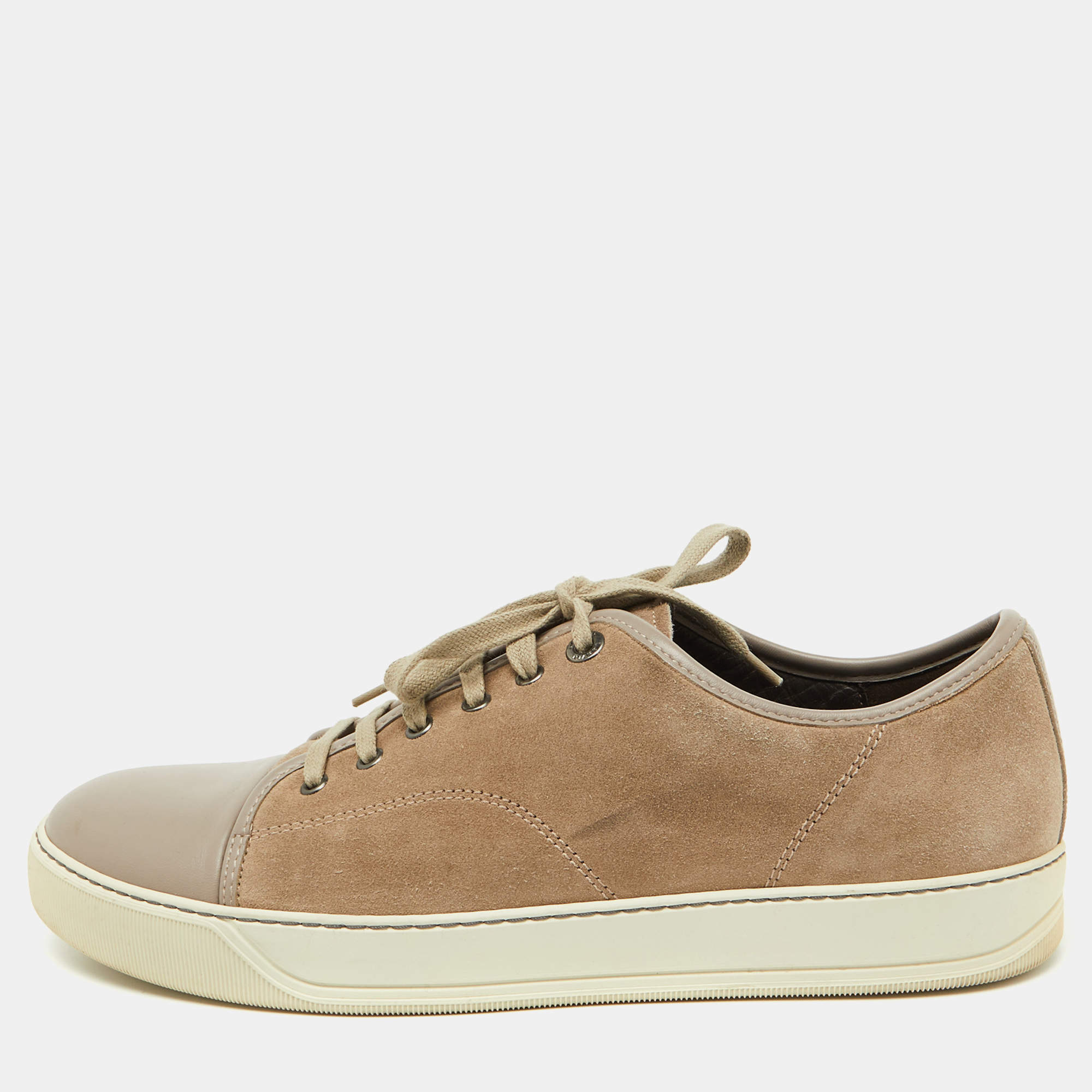 Lanvin Beige/Light Grey Suede and Leather DDB1 Low Top Sneakers Size 43