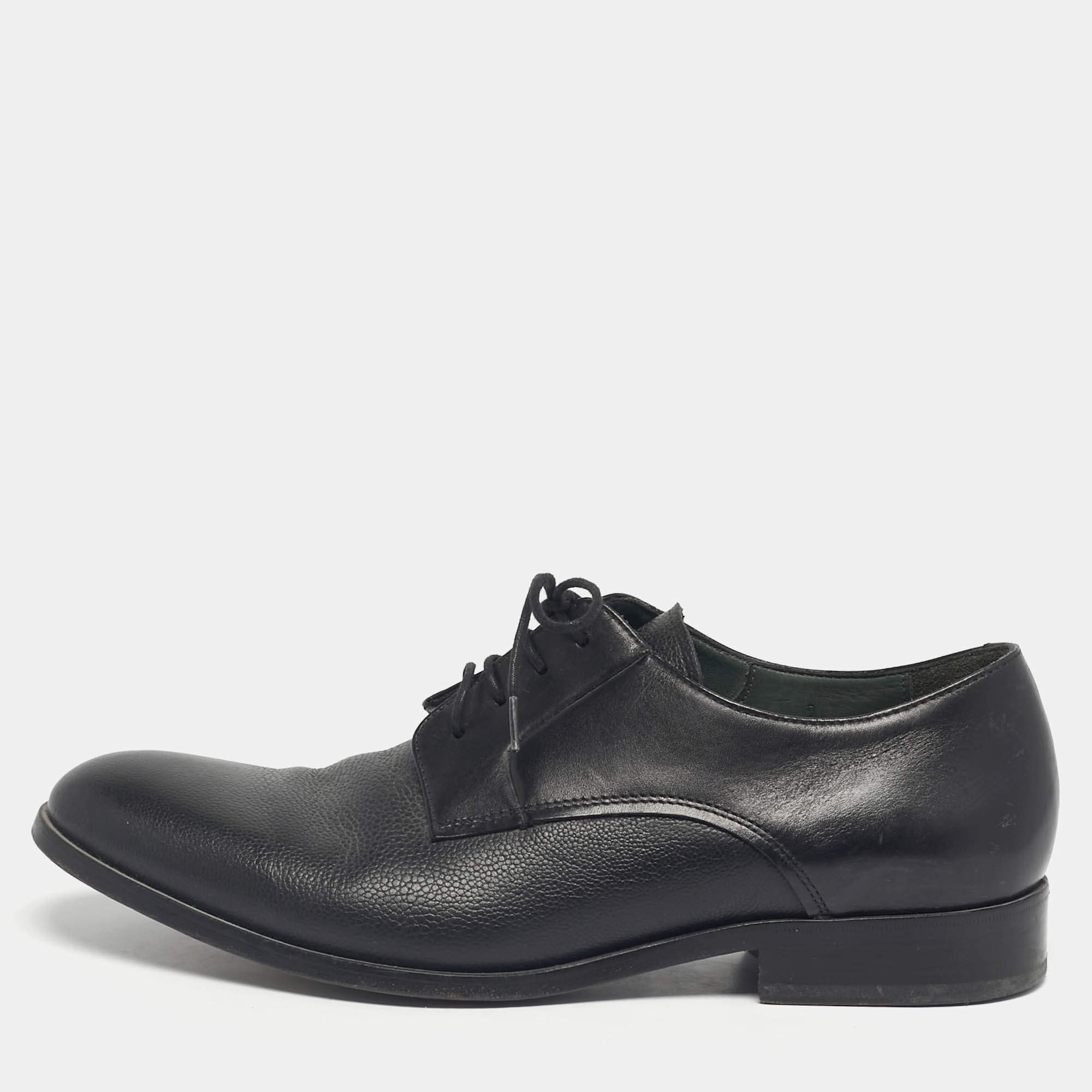 Pre Owned Lanvin Black Leather Lace Up Oxfords Size 43