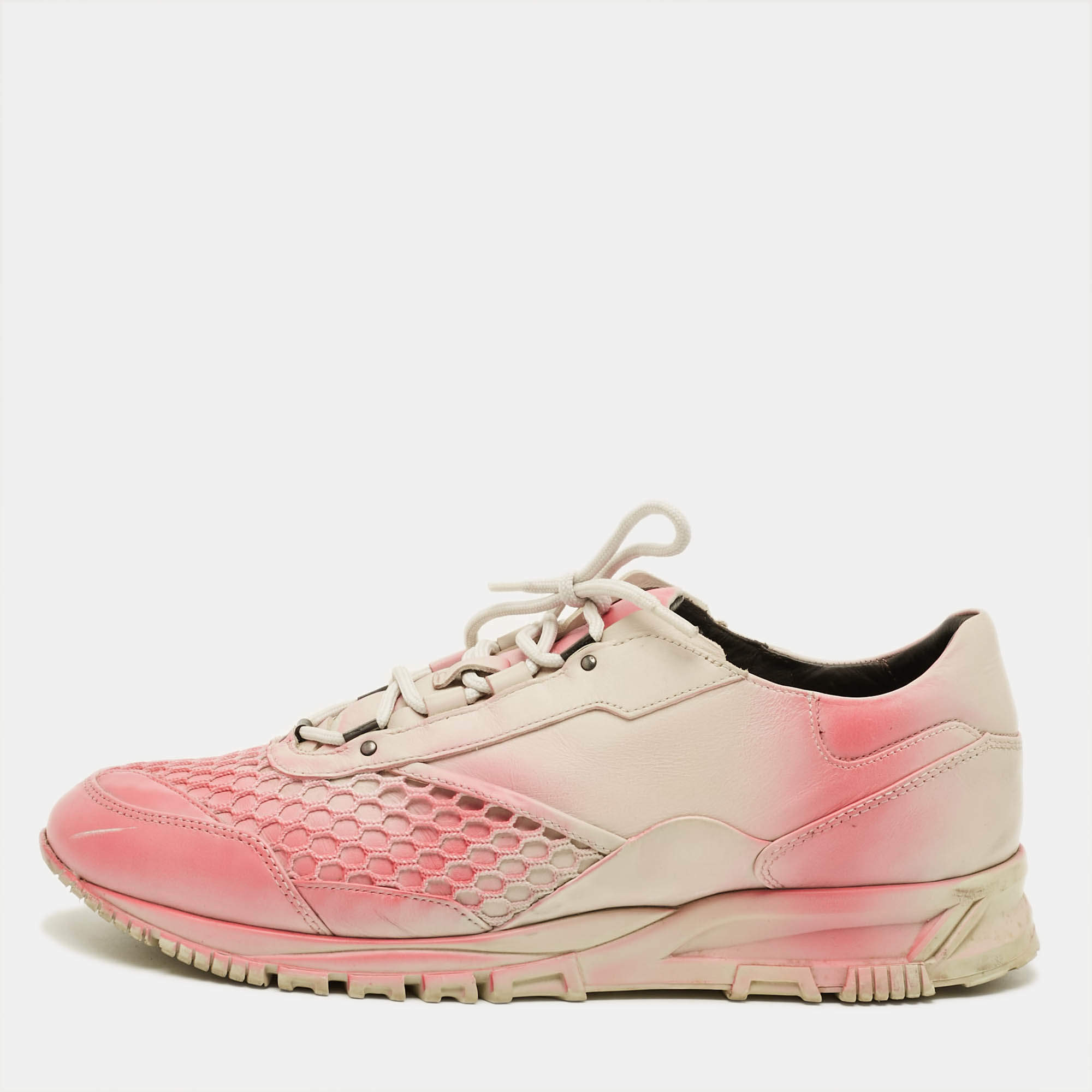 مملوكة مسبقًا Lanvin Size 44 Pink/White Leather Lace Up Sneakers