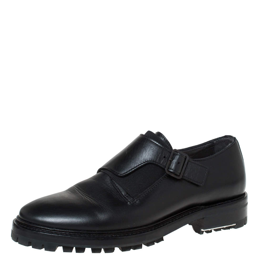 Lanvin Black Leather Monk Strap Oxford Size 40