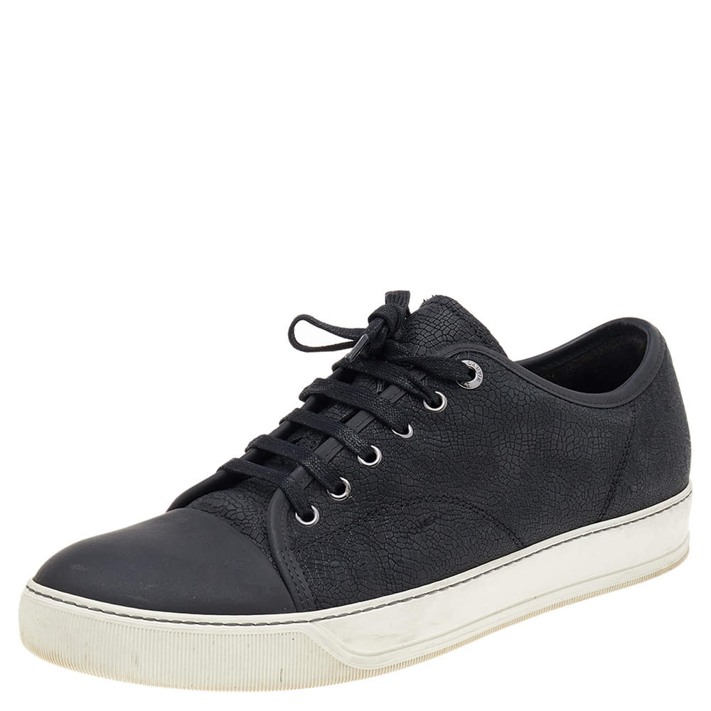 Pre Owned  Lanvin Black Leather Low Top Sneakers Size 43
