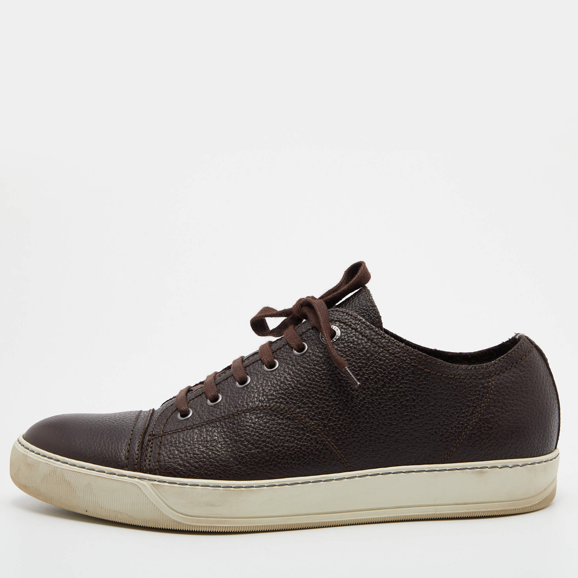 Pre Owned Lanvin Leather Brown Leather Low Top Sneakers Size 44