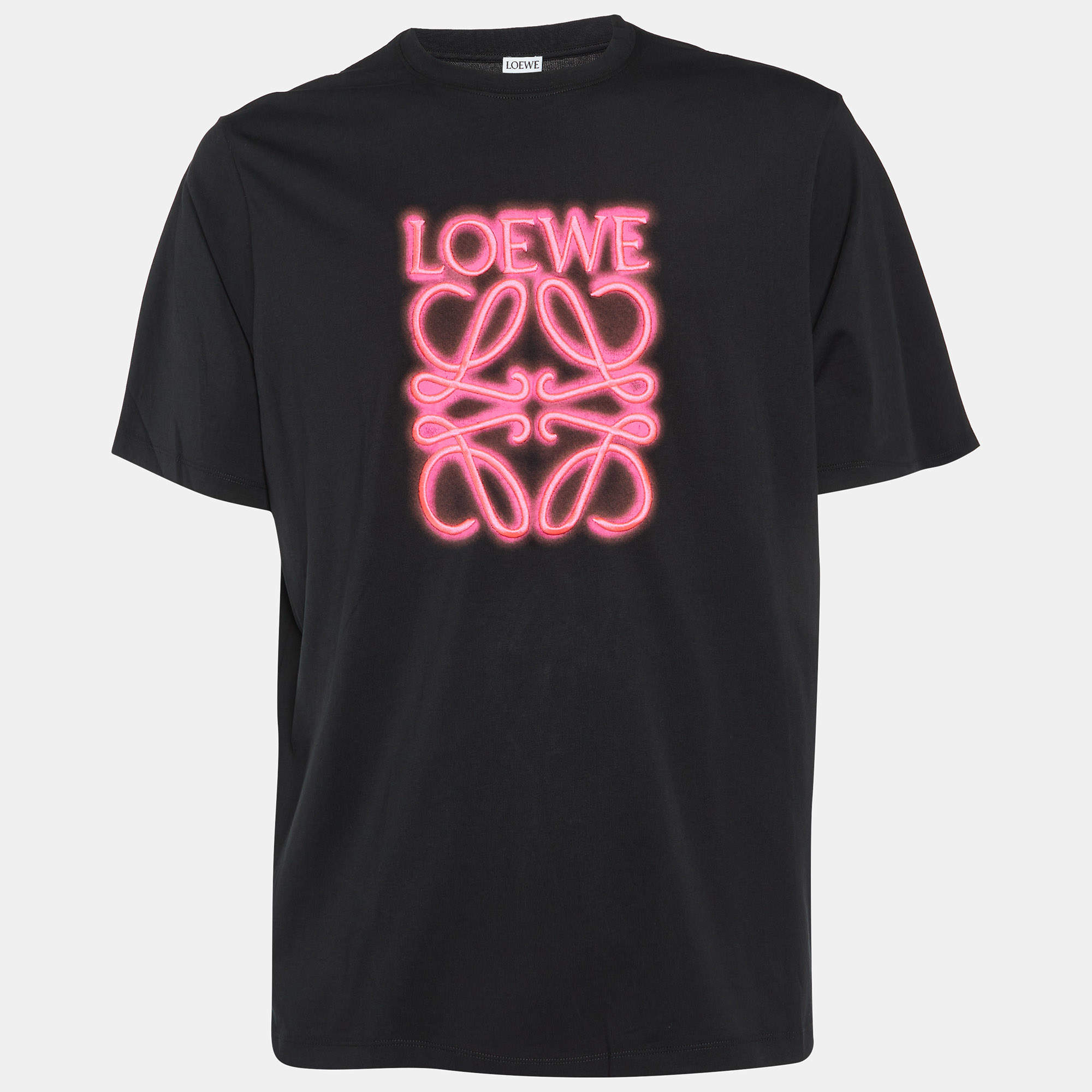 Loewe Black Neon Anagram Cotton Crew Neck T-Shirt L