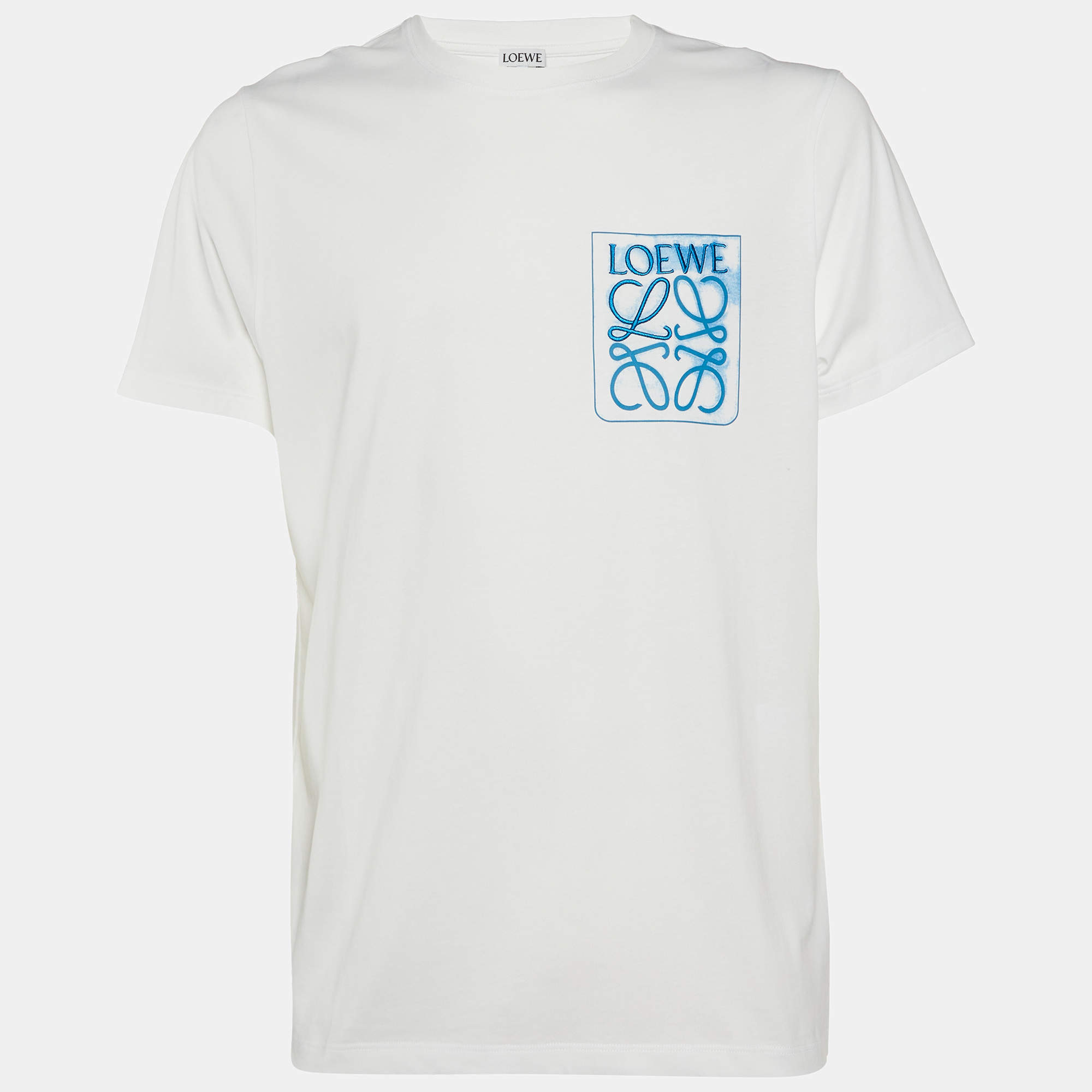 Loewe White Cotton Anagram Fake Pocket Crew Neck T-Shirt L