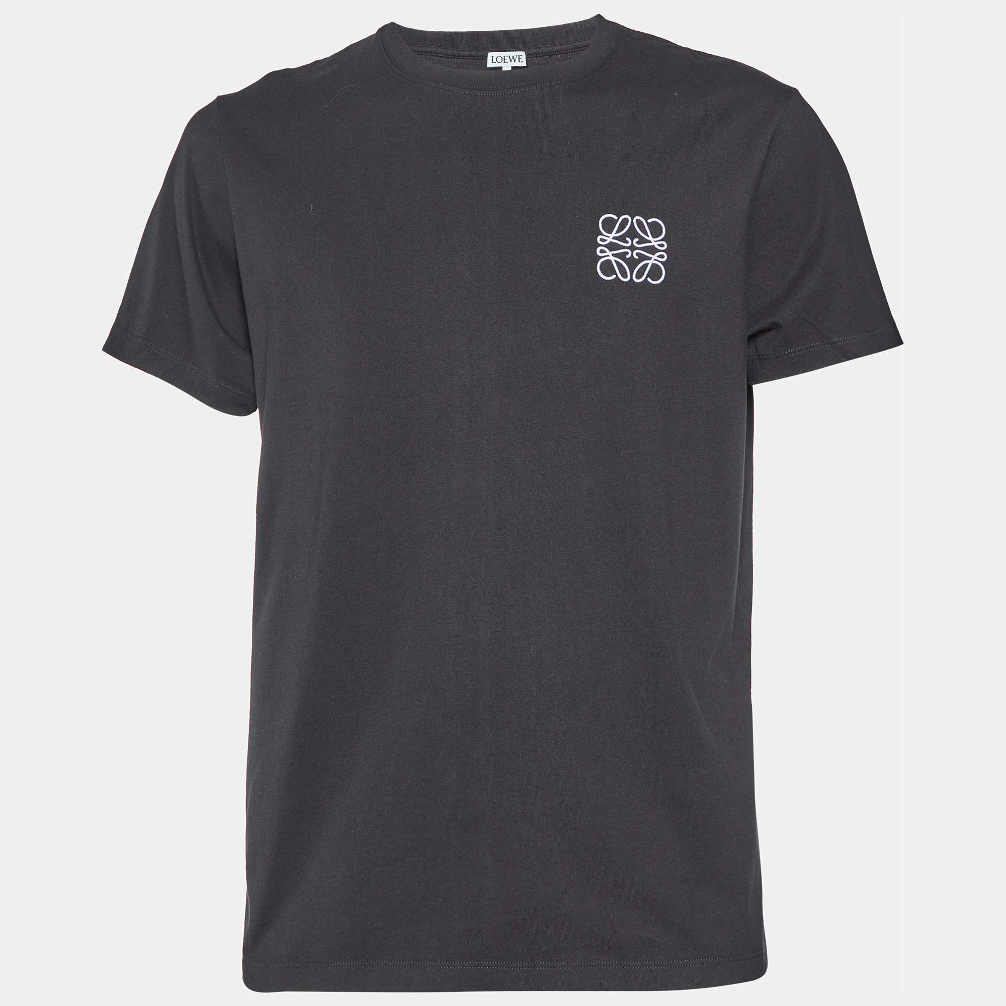 Loewe Black Anagram Embroidered Cotton Crew Neck T-Shirt XL