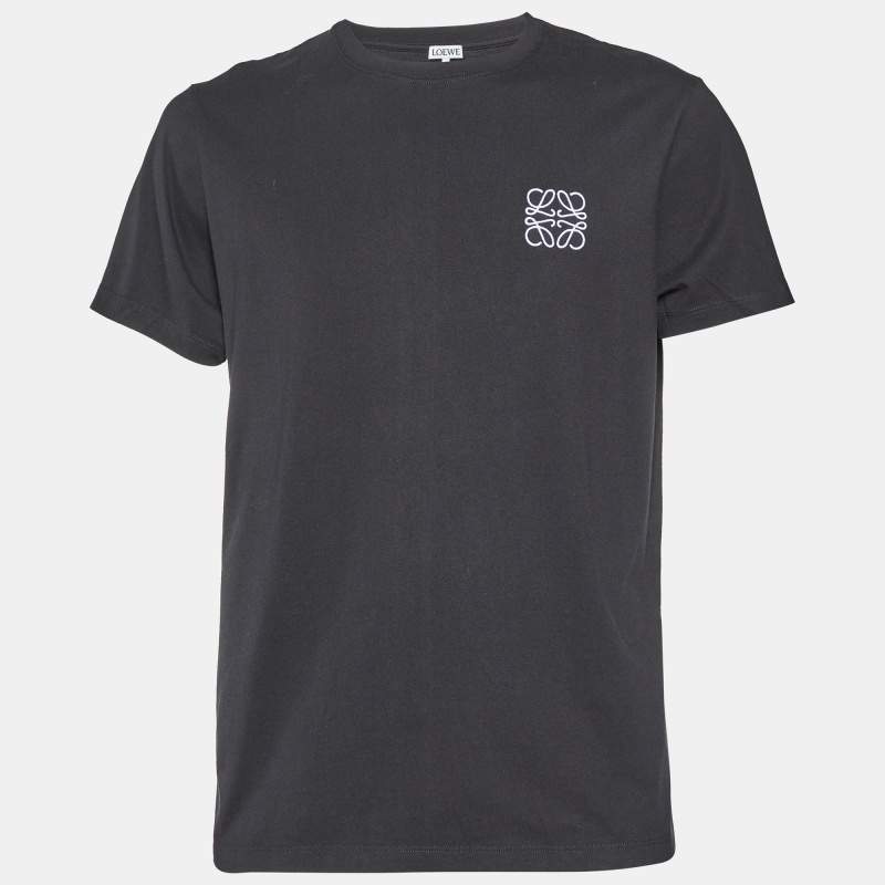 Pre Owned Loewe Black Anagram Embroidered Cotton Crew Neck T-Shirt M
