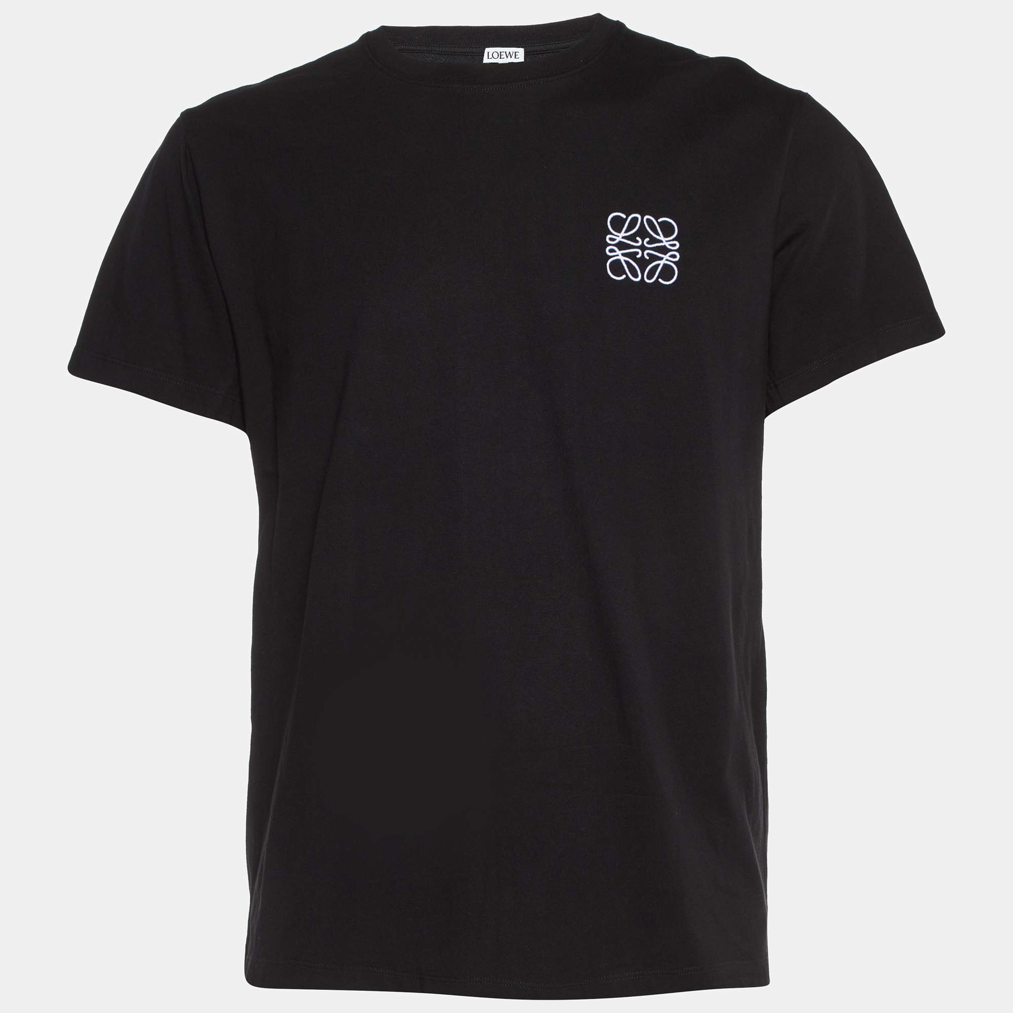 Loewe Black Anagram Embroidered Cotton Crew Neck T-Shirt XL