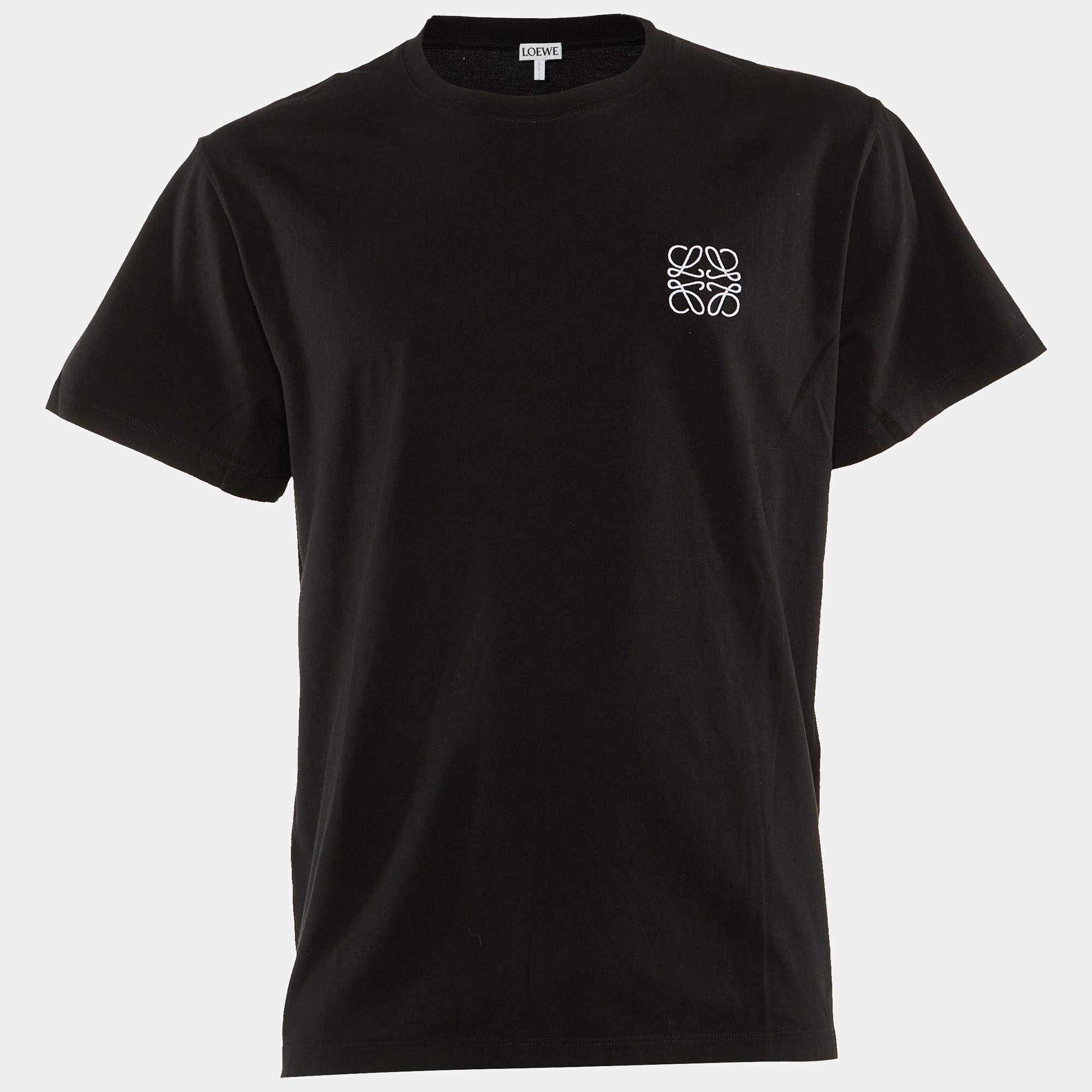 Loewe Black Logo Embroidered Cotton Crew Neck T-Shirt XXL