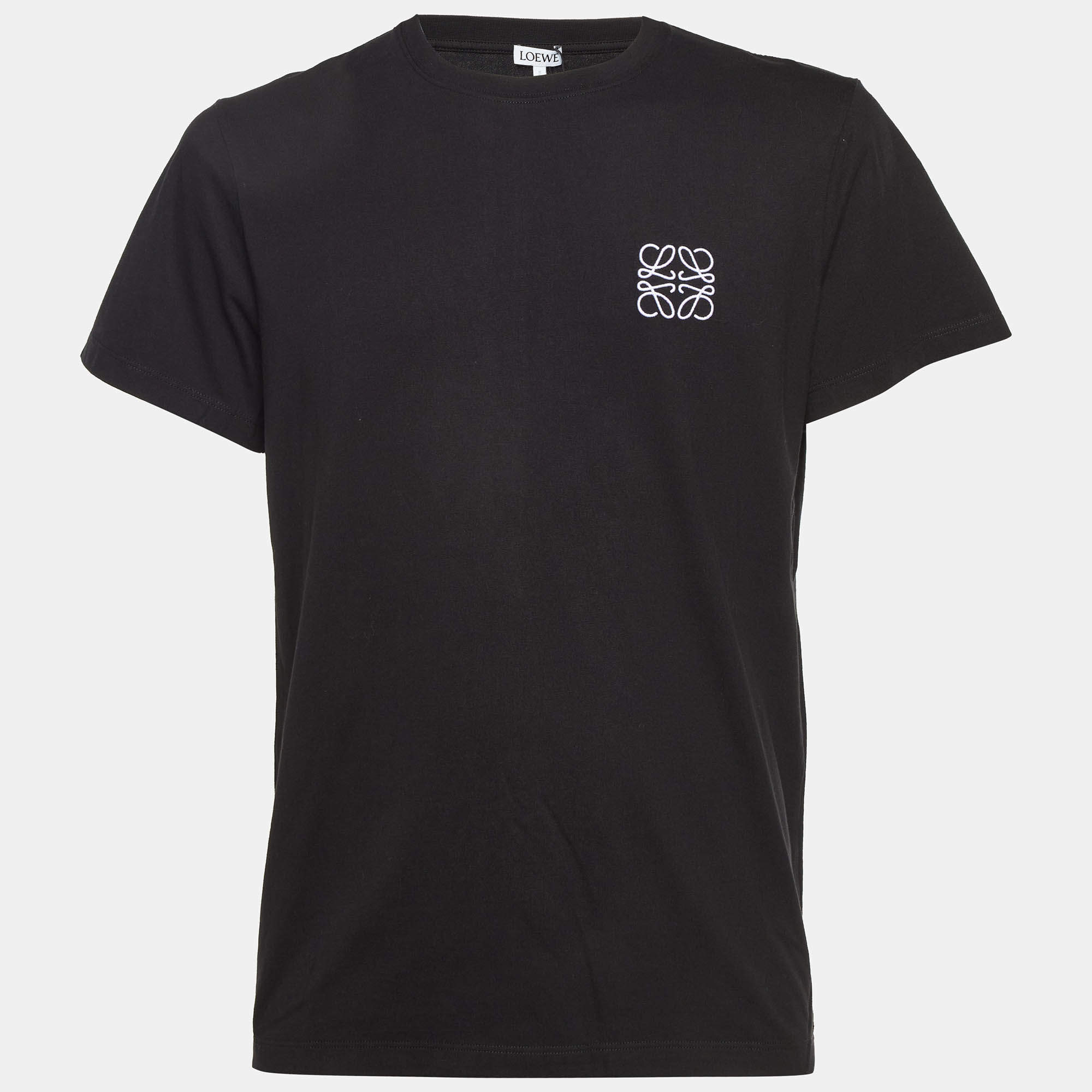 Pre Owned Loewe Black Anagram Cotton Crew Neck T-Shirt L