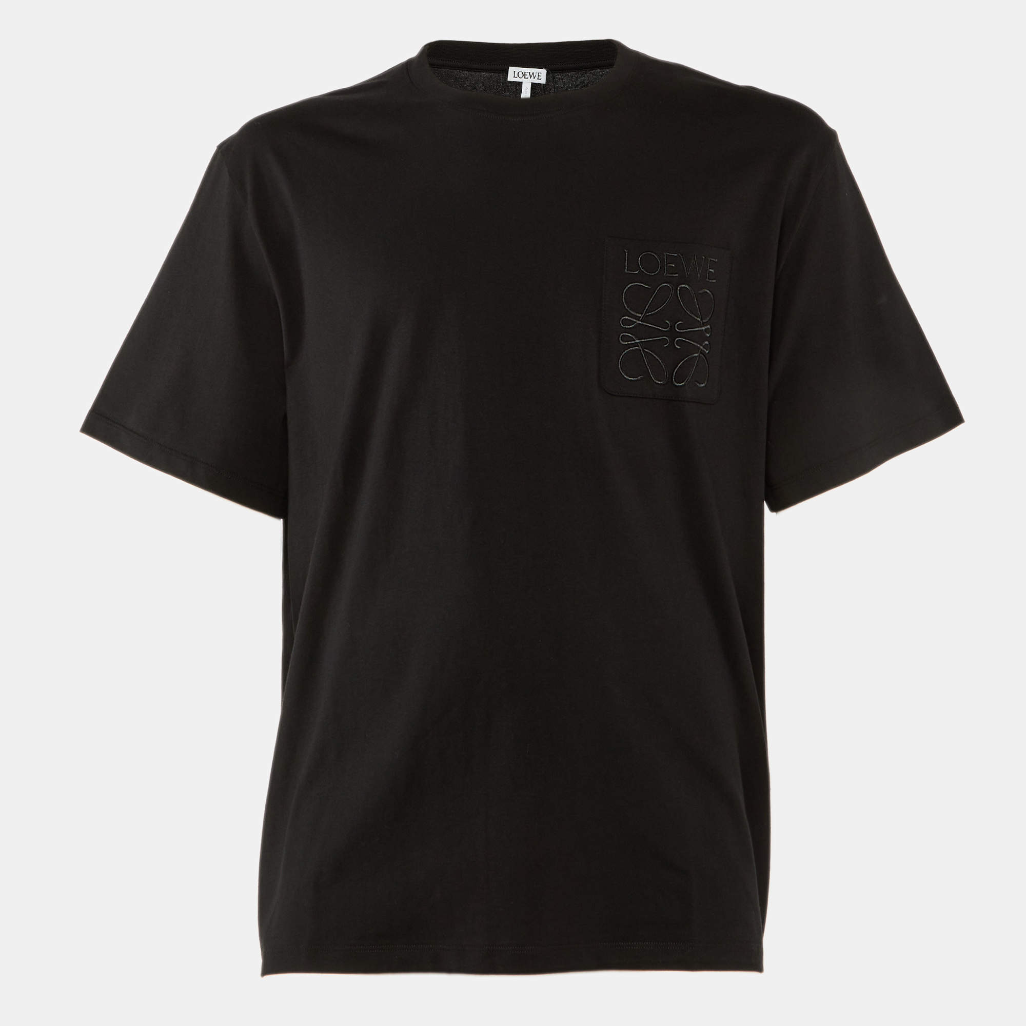 Pre Owned Loewe Black Cotton Anagram Embroidered Relaxed Fit T-Shirt XL