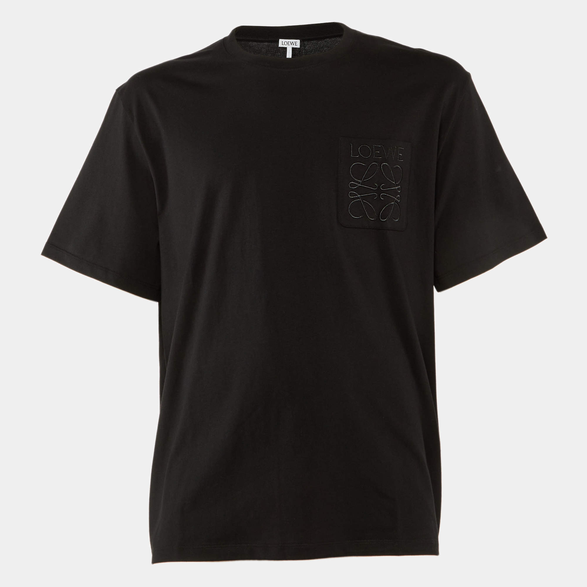 Pre Owned Loewe Black Cotton Anagram Embroidered Relaxed Fit T-Shirt M