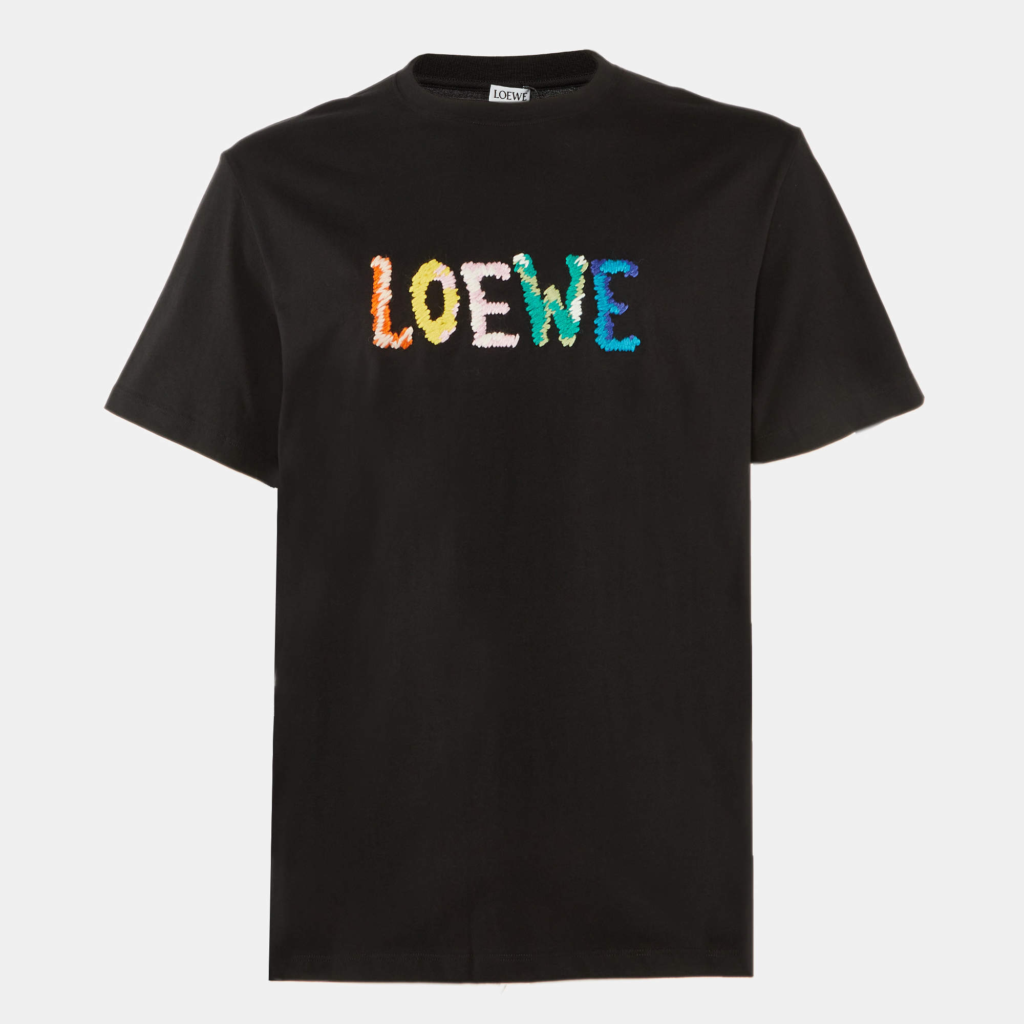 Pre Owned Loewe Black Cotton Anagram Embroidered Relaxed Fit T-Shirt M