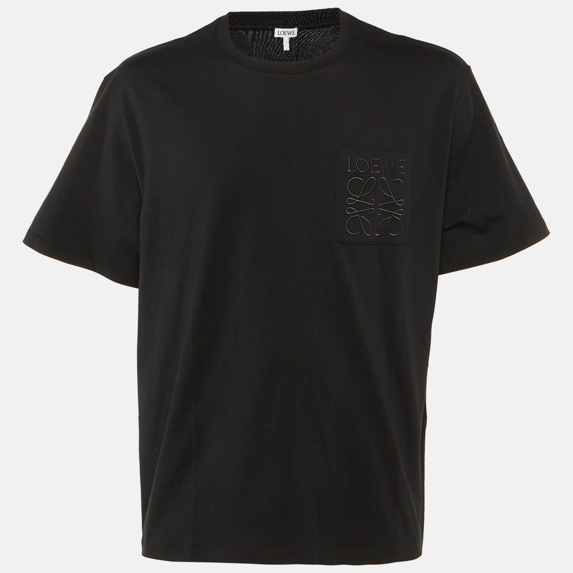 Pre Owned Loewe Black Cotton Anagram Embroidered Relaxed Fit T-Shirt XL