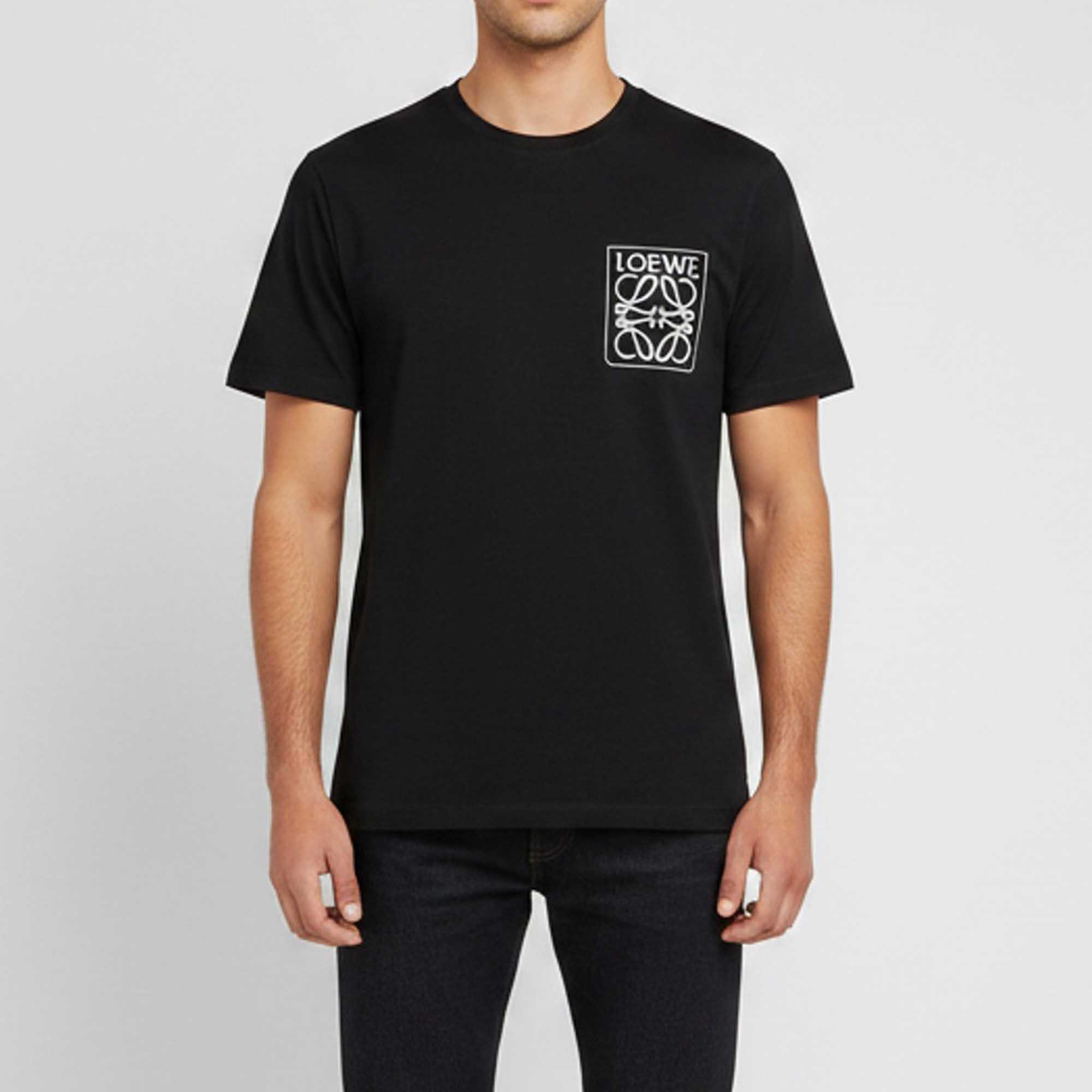 Pre Owned Loewe Black Cotton Knit Anagram Fake Logo Embroidered T-Shirt XL