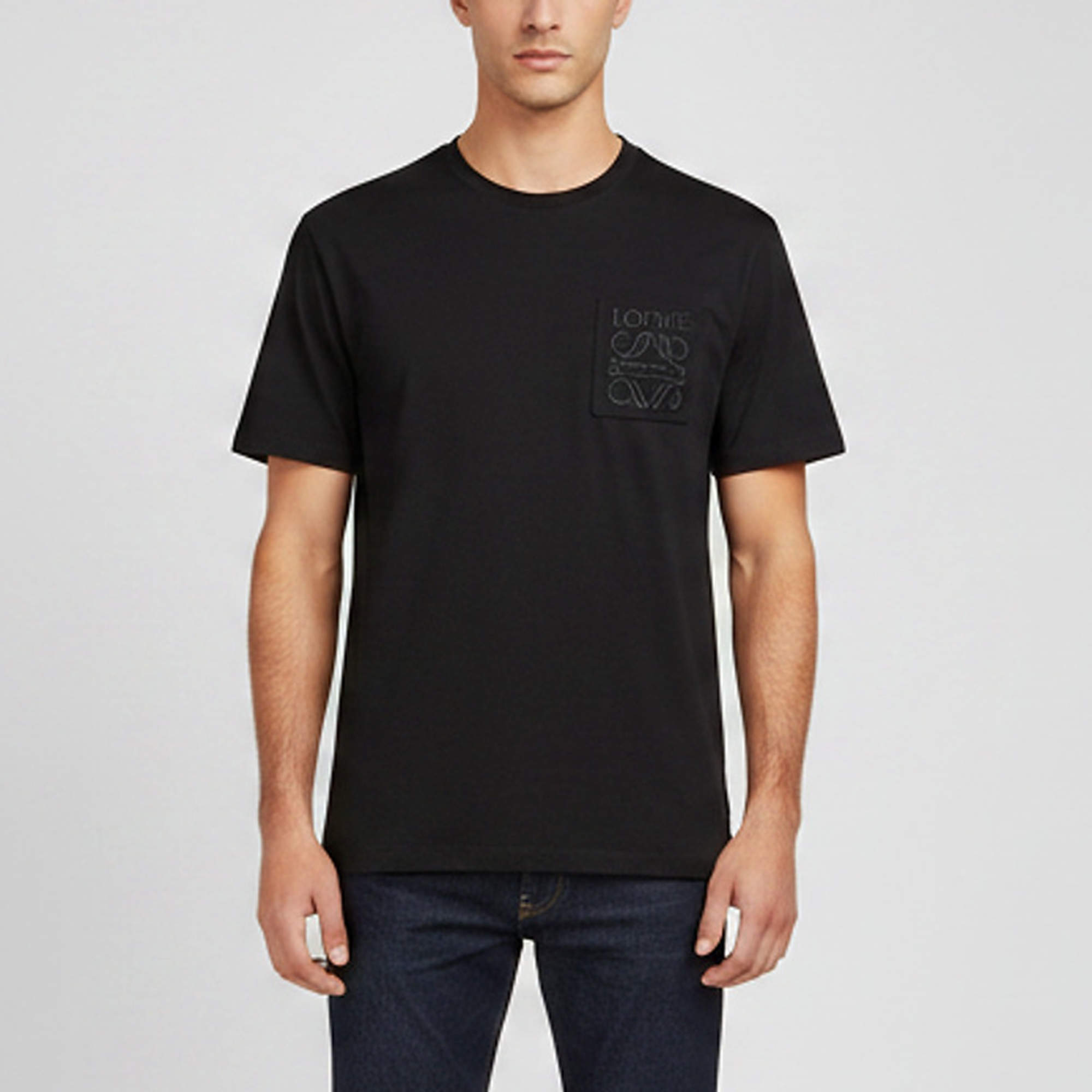 Pre Owned Loewe Black Logo Embroidered Jersey Pocket T-Shirt M