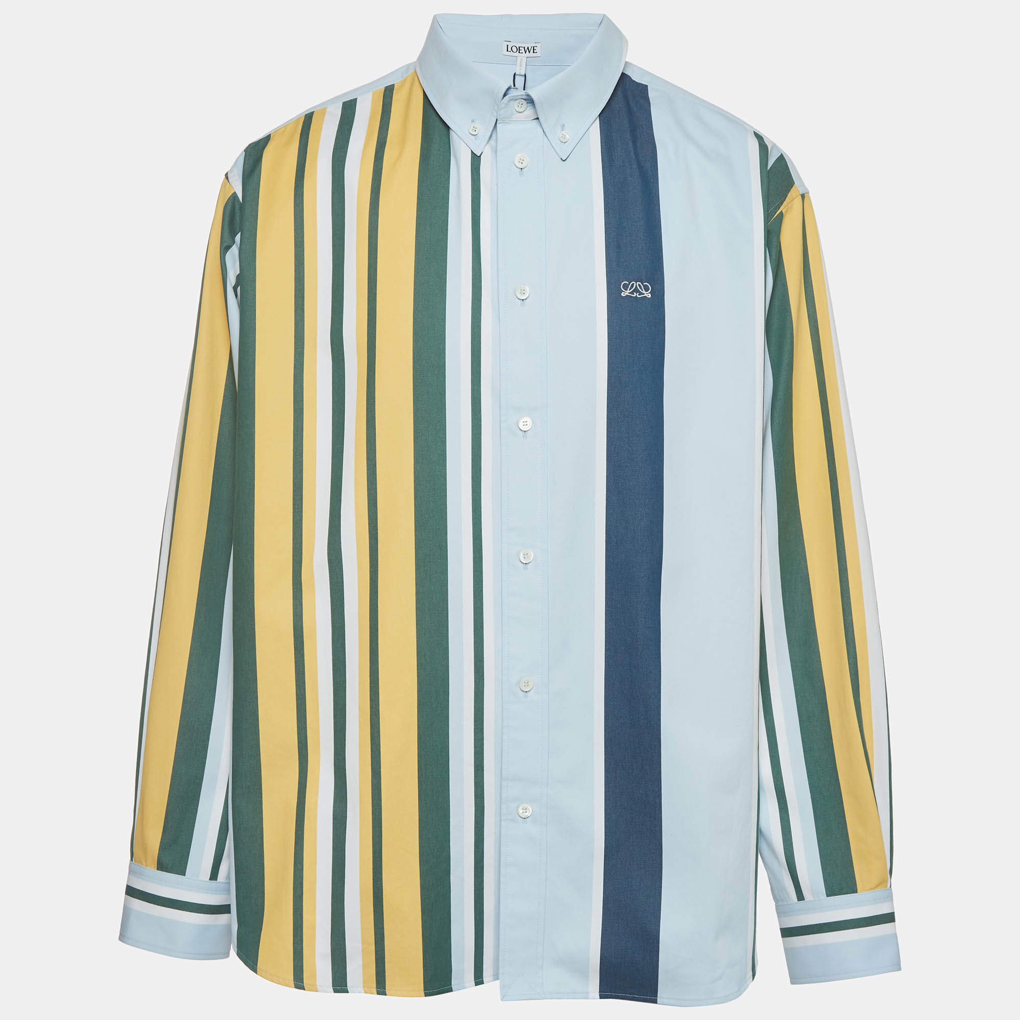 Pre Owned Loewe Striped Cotton Twill Button-Down Shirt 
