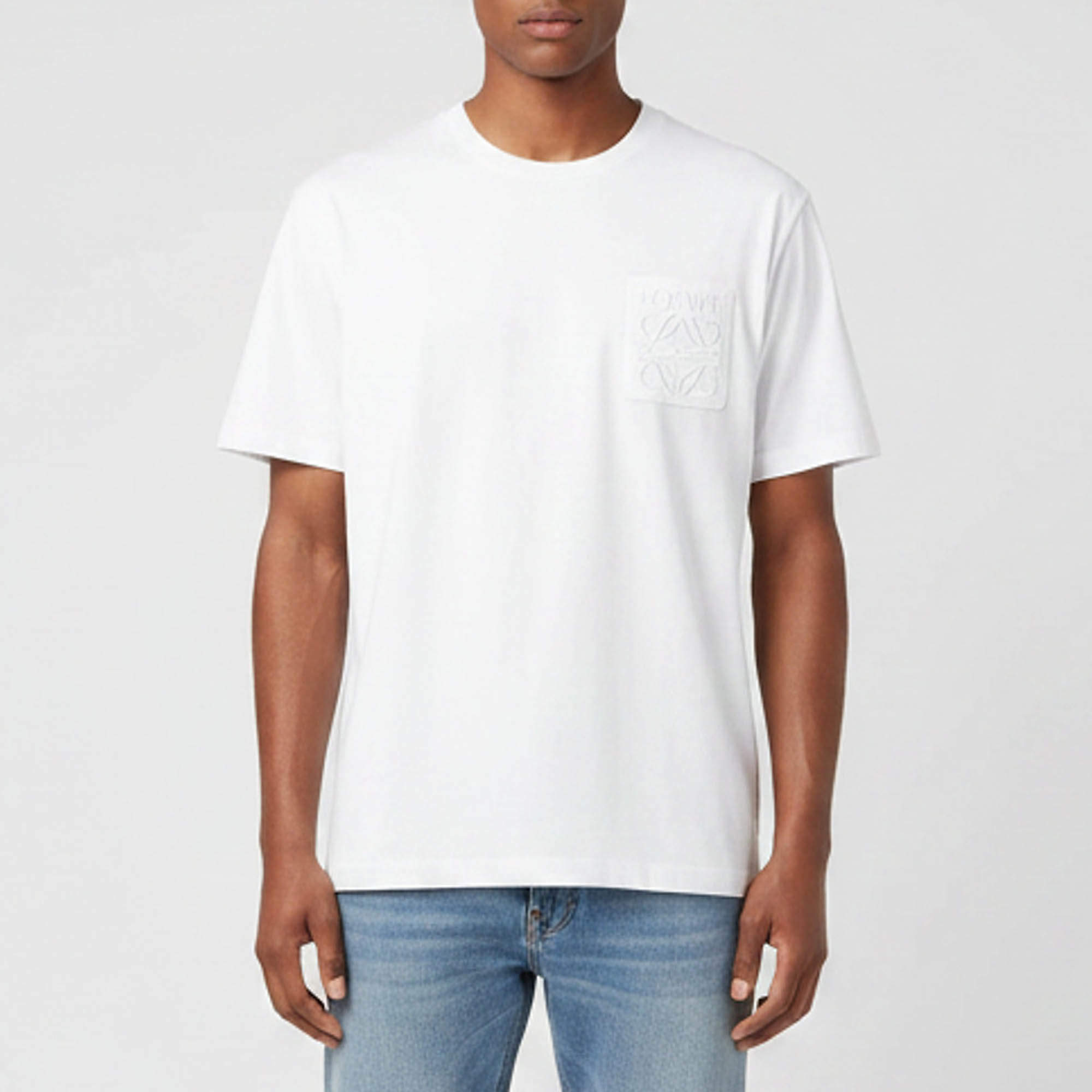 Pre Owned Loewe White Cotton Anagram Pocket Relaxed Fit T-Shirt XS
