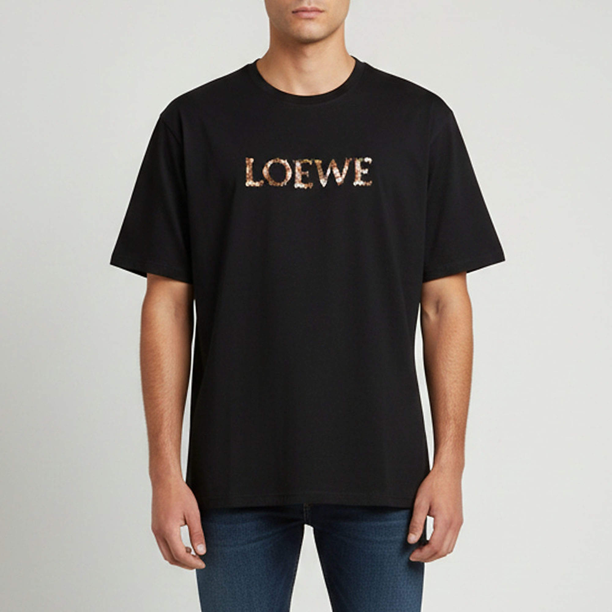 Pre Owned Loewe Black Anagram Embroidered Cotton Relaxed Fit T-Shirt XXL