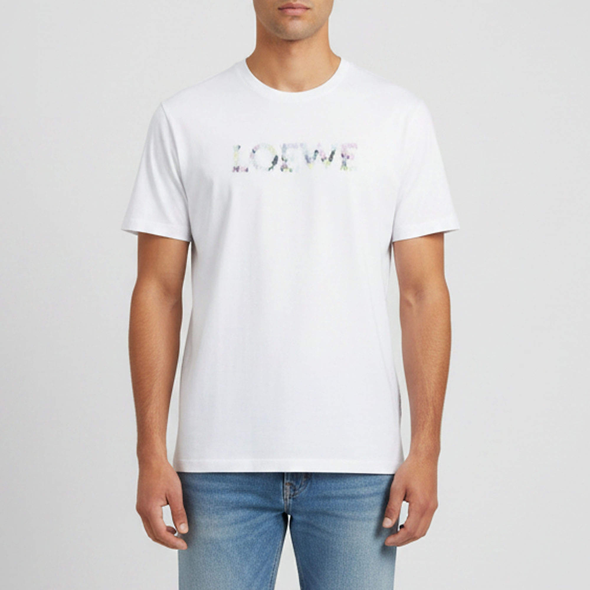 مملوكة مسبقًا Loewe White Anagram Embroidered Cotton Relaxed Fit T-Shirt L