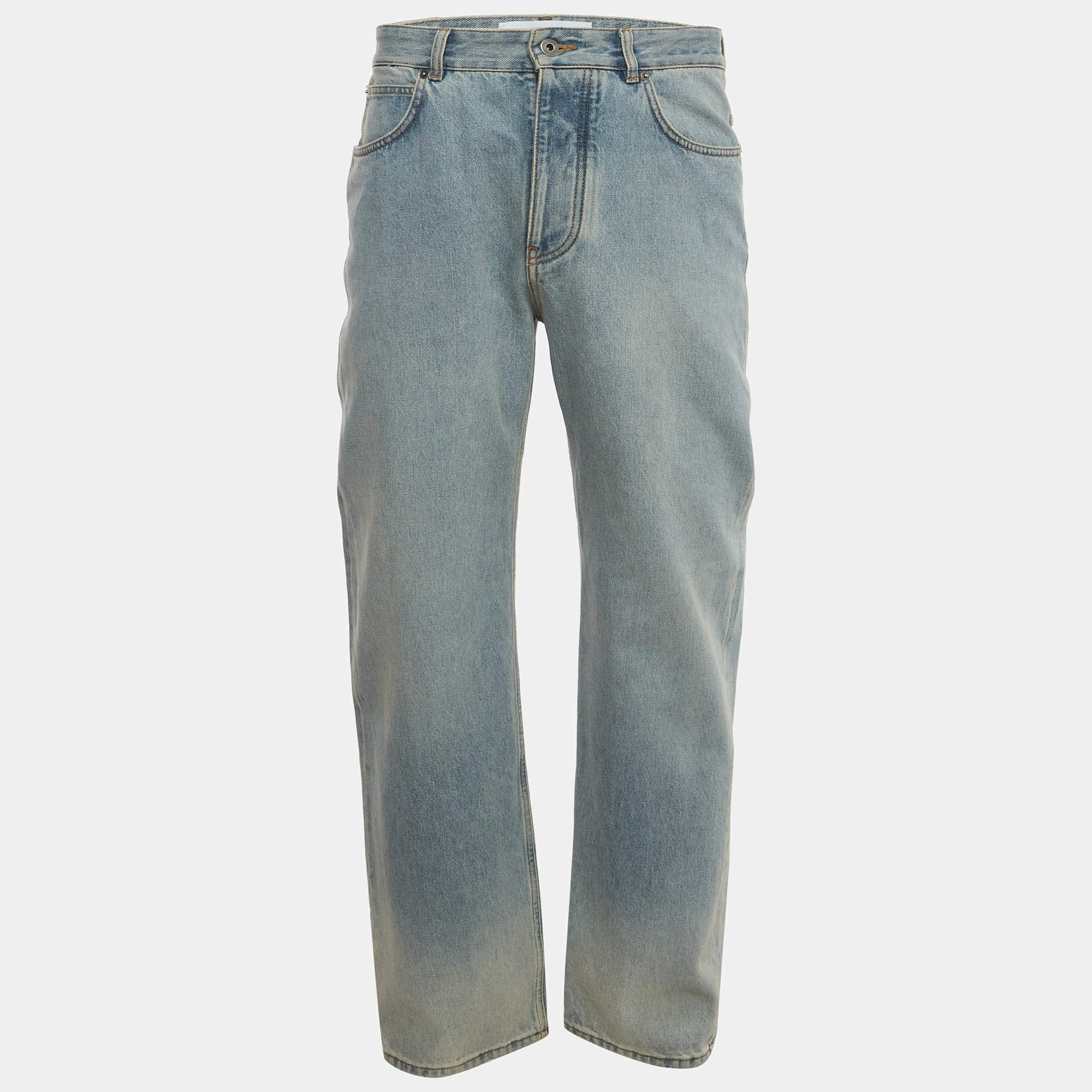 Pre Owned Loewe Light Blue Denim Straight Leg Jeans M/Waist 32" 