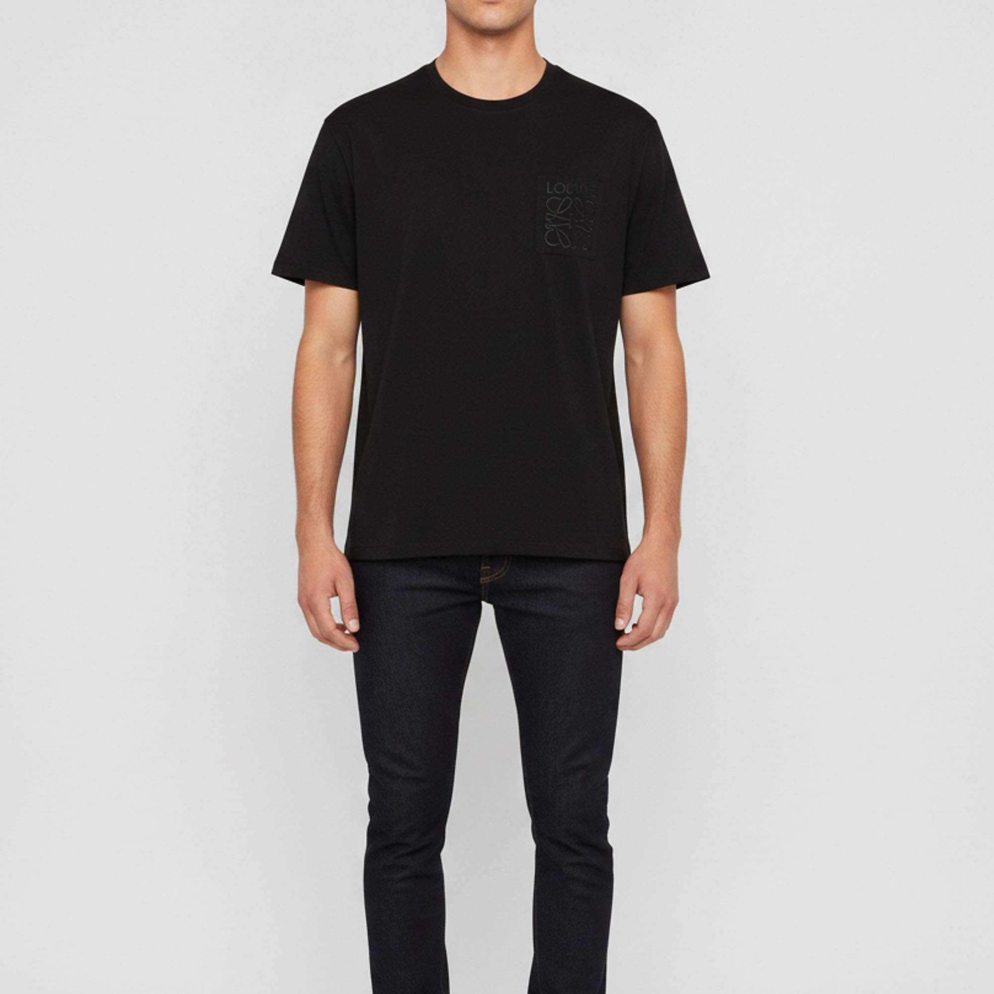 Pre Owned Loewe Black Cotton Anagram Pocket Relaxed Fit T-Shirt XL