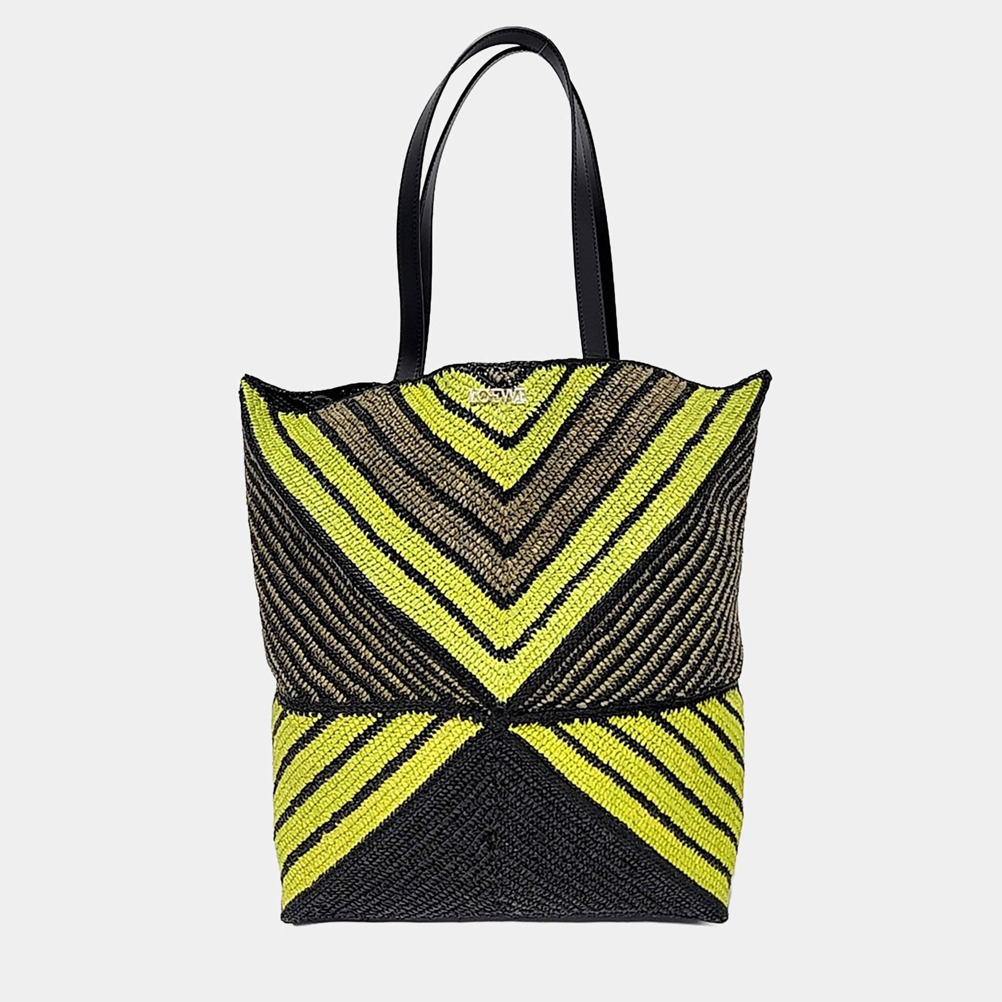 Pre Owned Loewe Multicolor Raffia Paulas Ibiza Puzzle Fold Tote Bag
