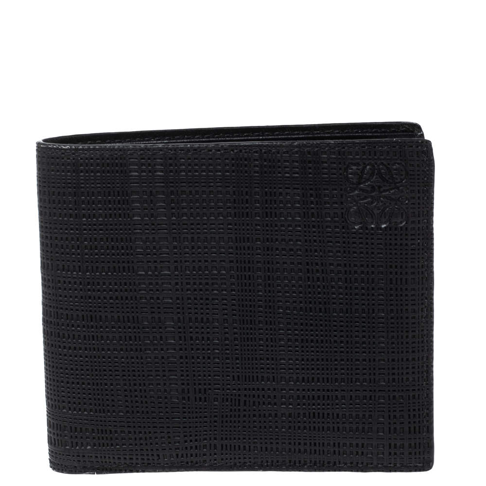 Loewe Black Textured Leather Bifold Compact Wallet
