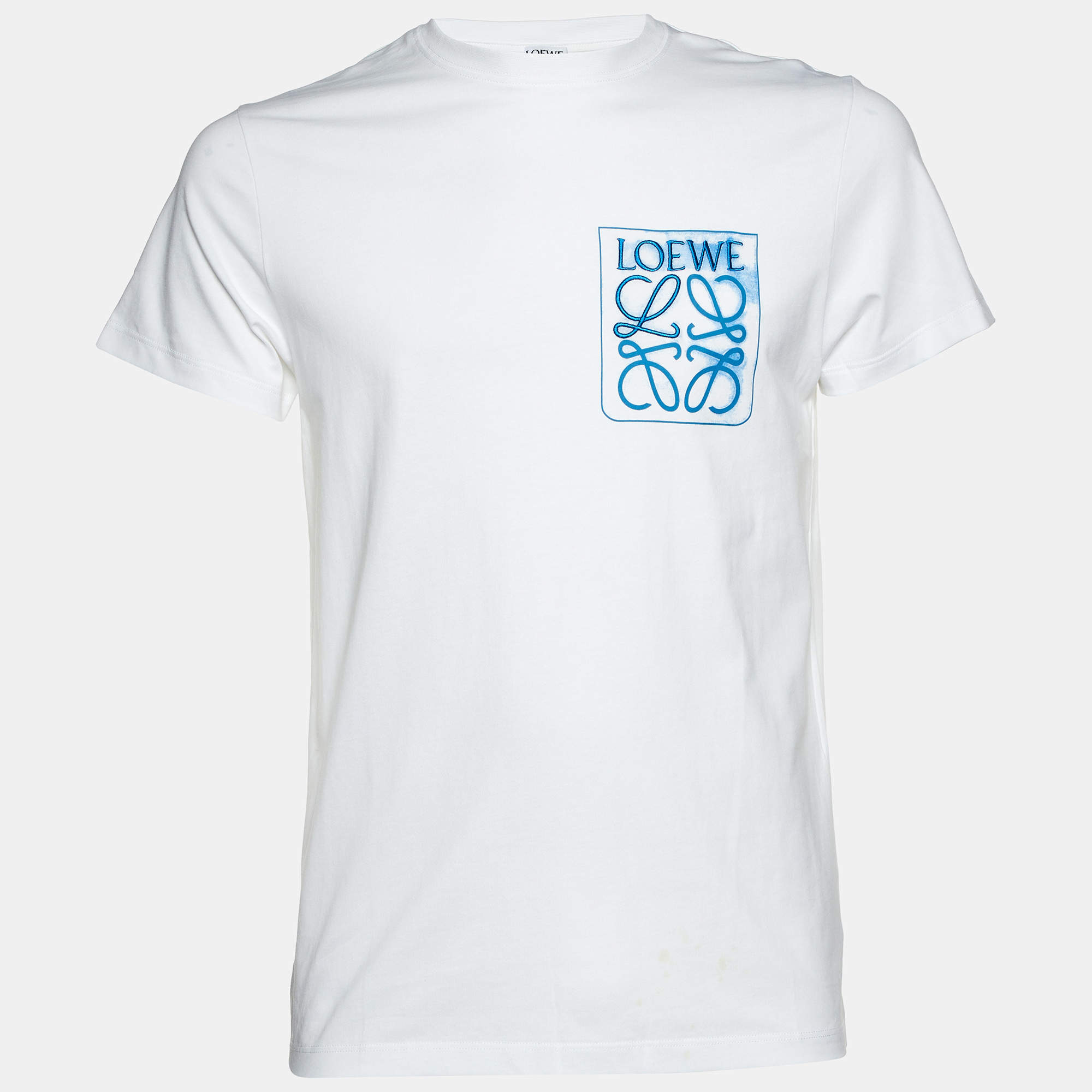 Loewe White Cotton Anagram Fake Pocket Crew Neck T-Shirt S