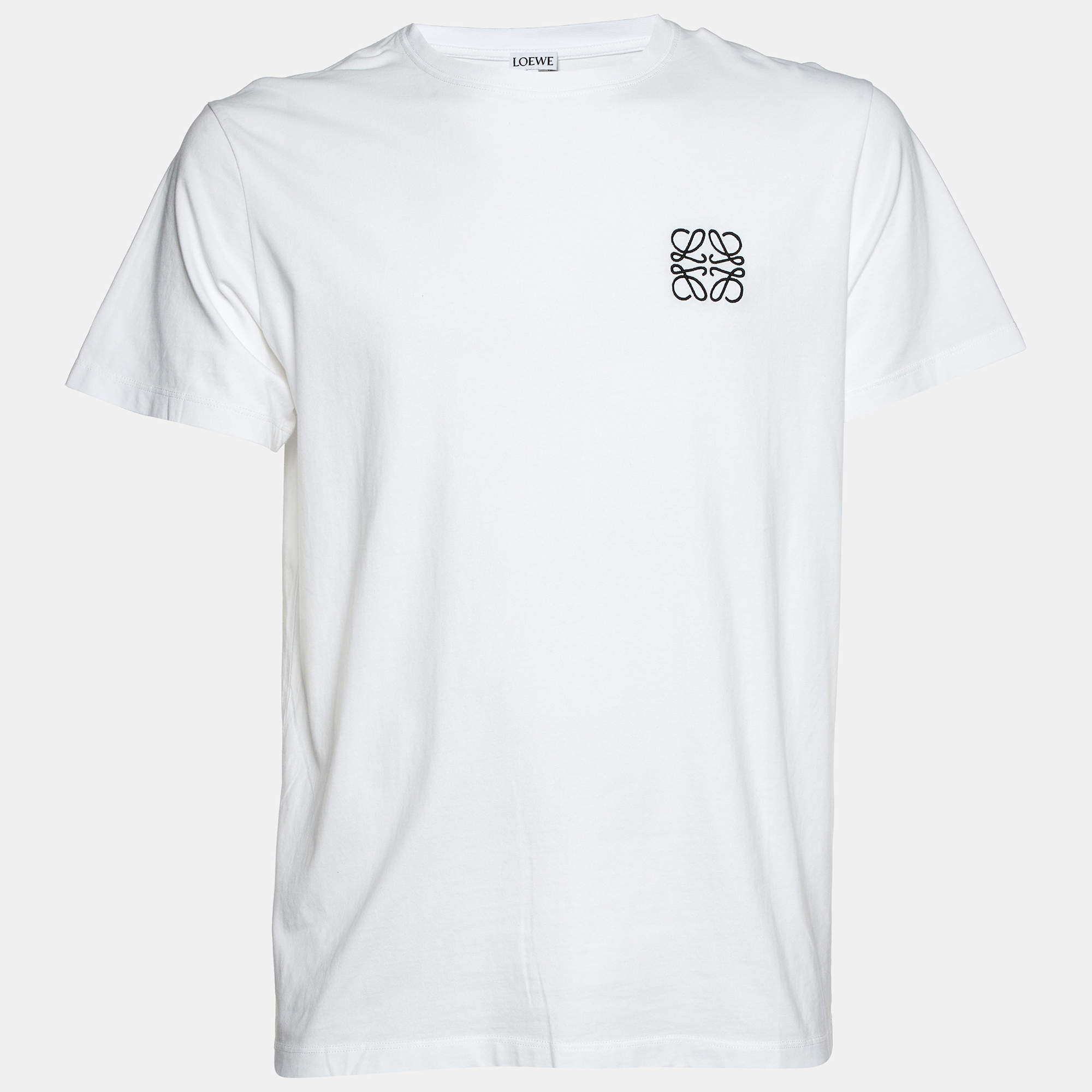 Loewe White Logo Embroidered Cotton T-Shirt L