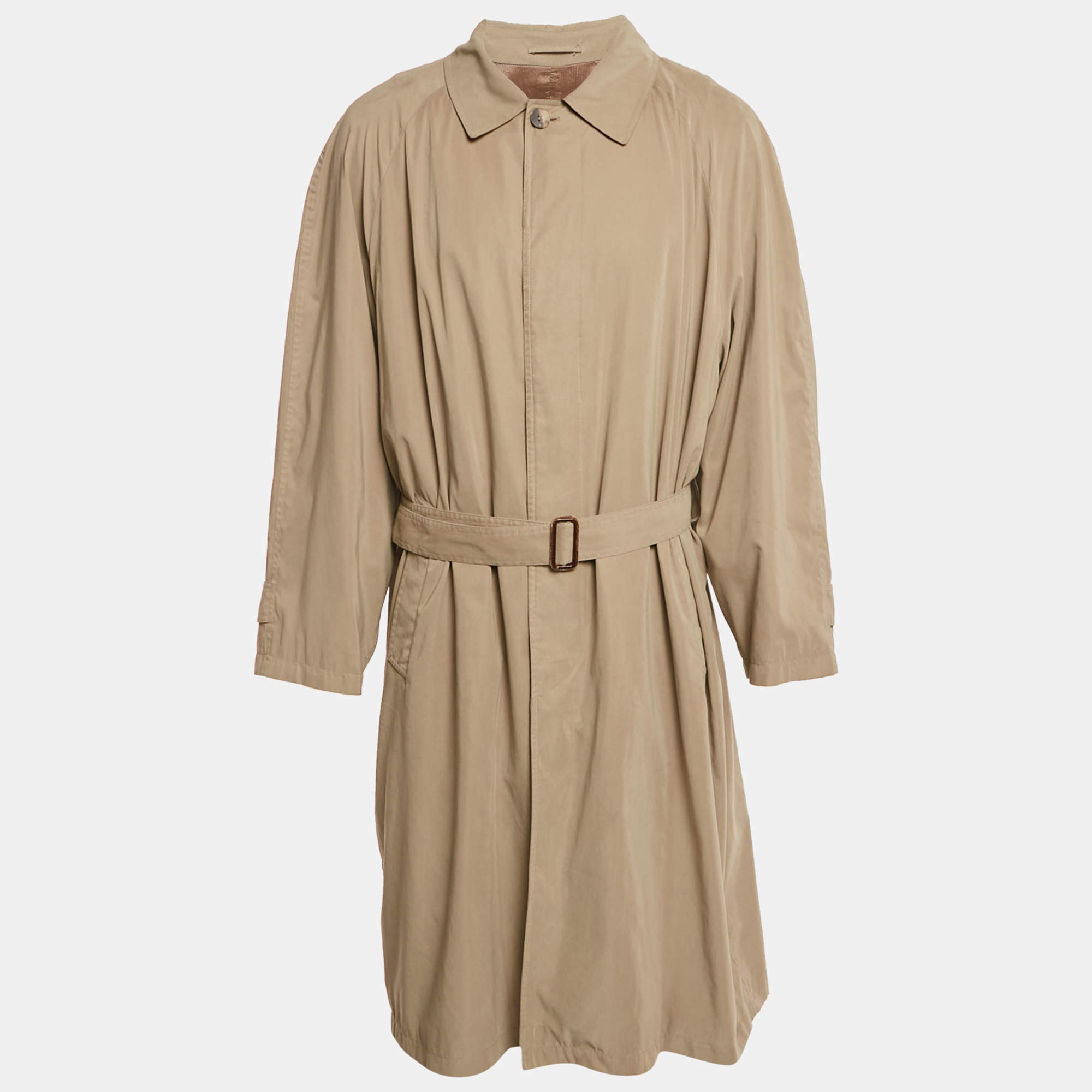 Pre Owned Loewe Vintage Beige Synthetic Long Belted Trench Coat XXL