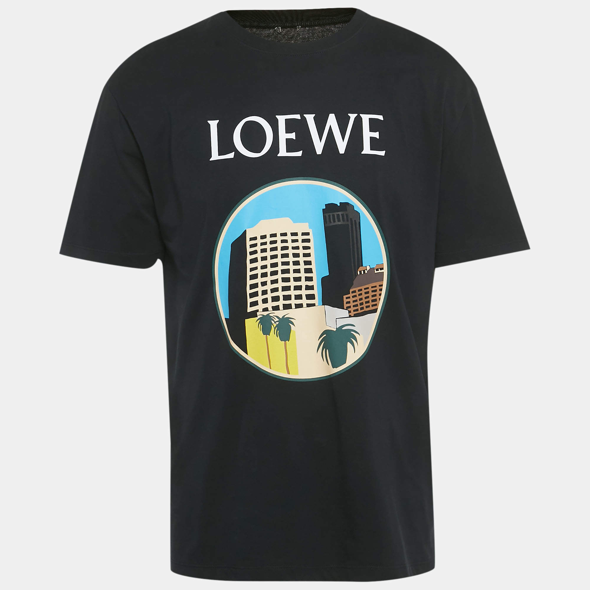 Pre Owned Loewe Black Printed Cotton T-Shirt M