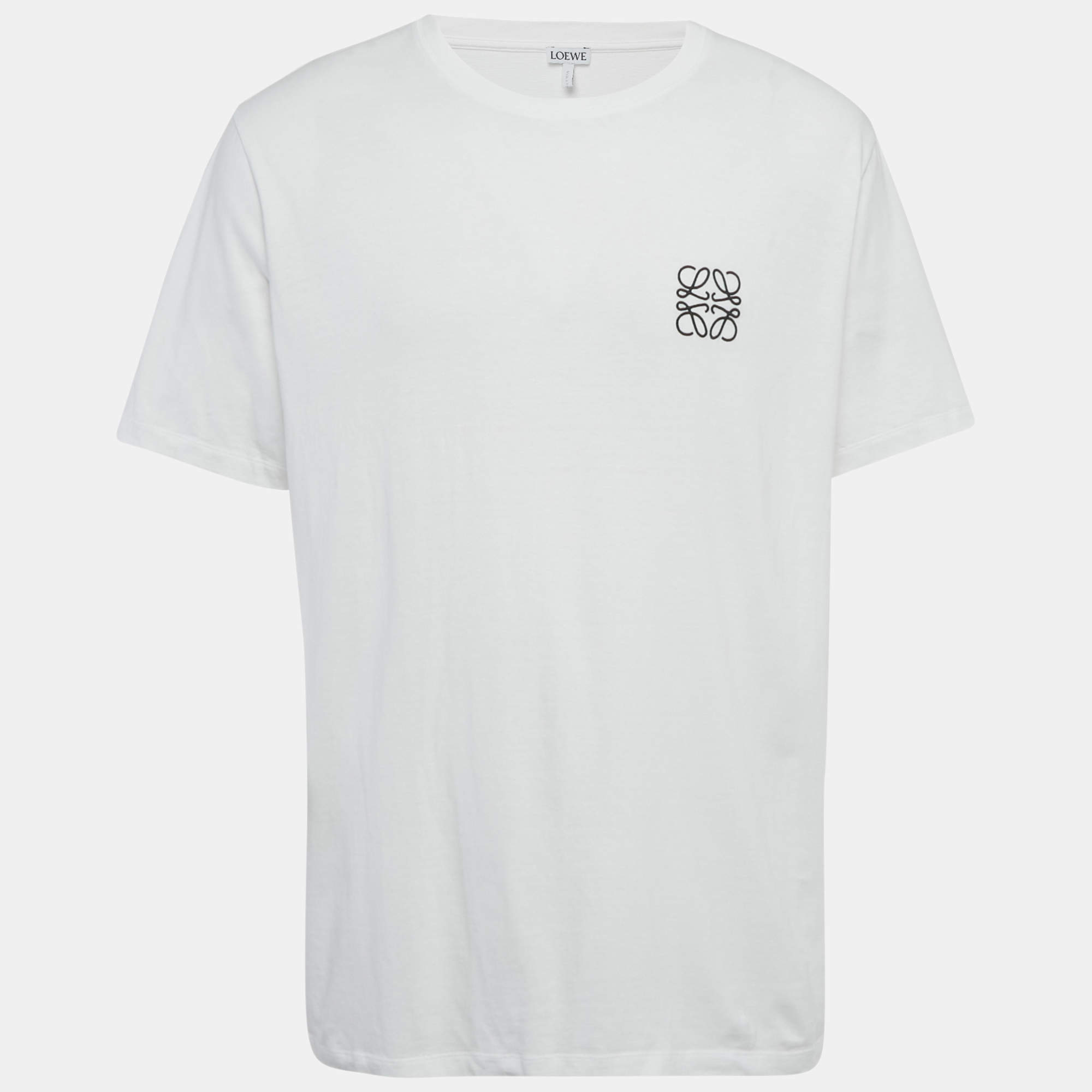 Pre Owned Loewe White Anagram Embroidery Cotton T-Shirt 3XL