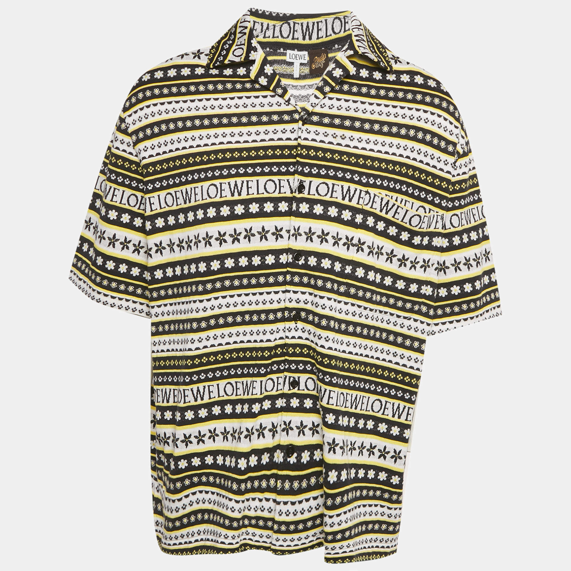 Pre Owned Loewe X Paula's Ibiza Multicolor Pattered Knit Bowling Shirt S 