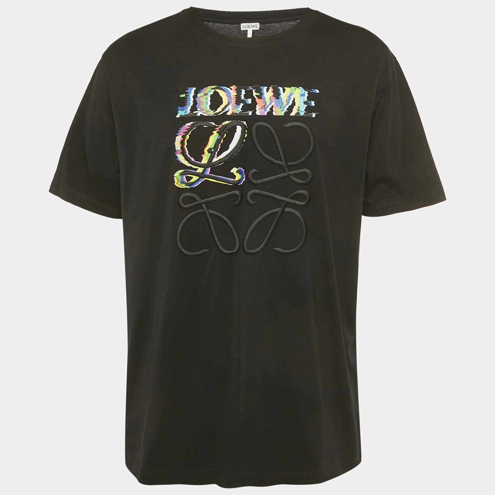 Pre Owned Loewe Black Anagram Embroidered Jersey T-Shirt XL