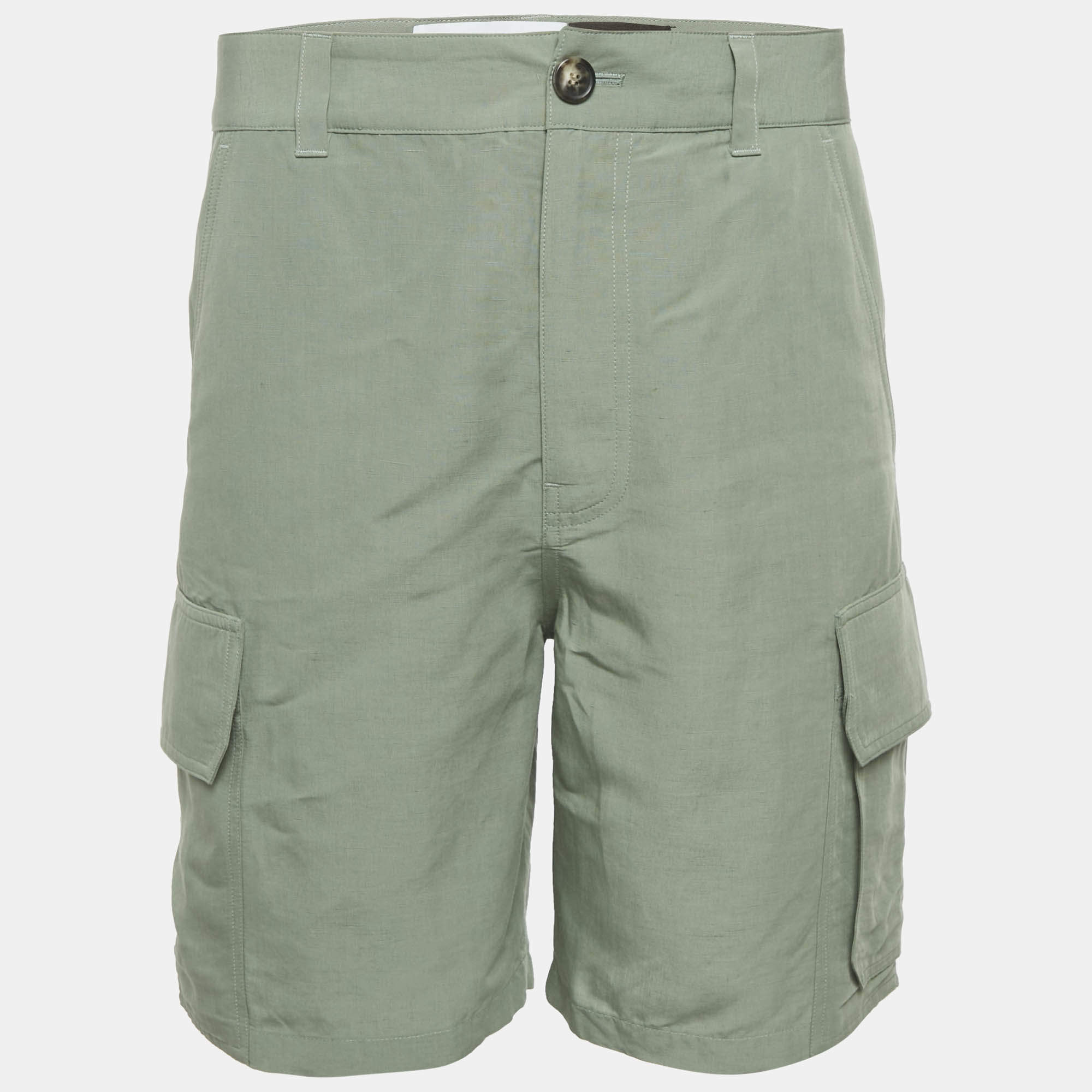 Pre Owned Loewe x Paula’s Ibiza Sage Green Crepe Cargo Shorts S