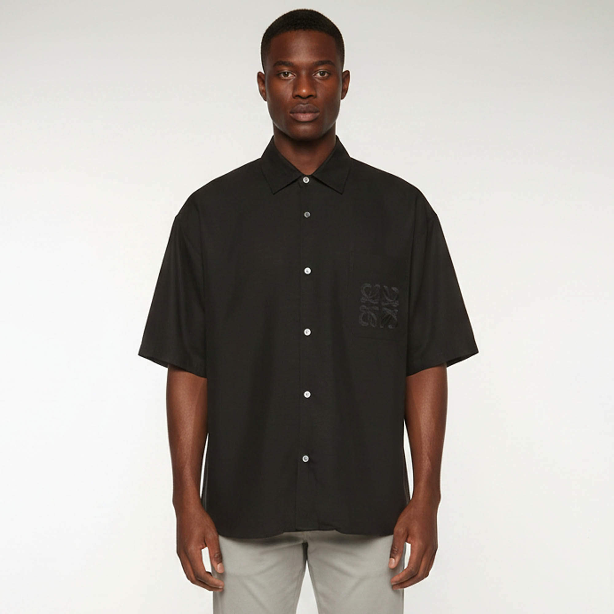Pre Owned Loewe x Paula's Ibiza Black Linen Blend Oversized Anagram Shirt S