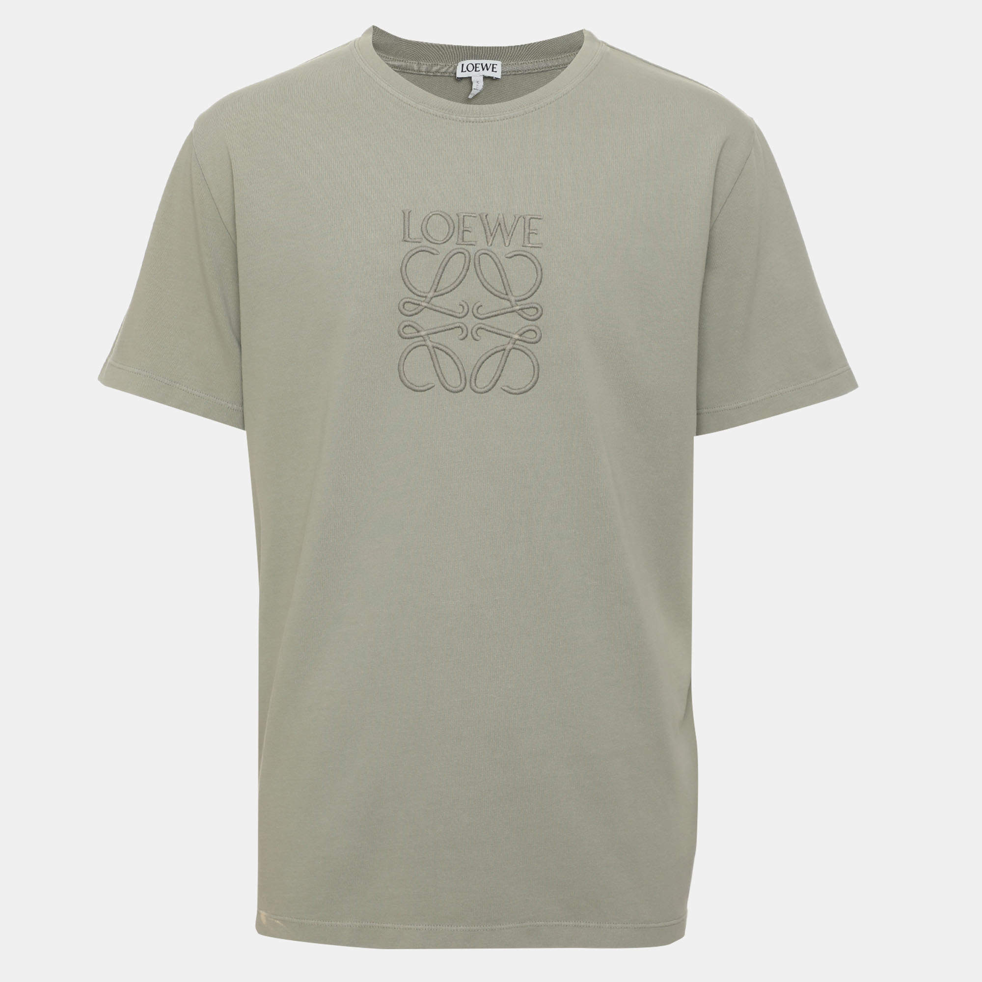Pre Owned Loewe Khaki Green Cotton Relaxed Fit T-Shirt M
