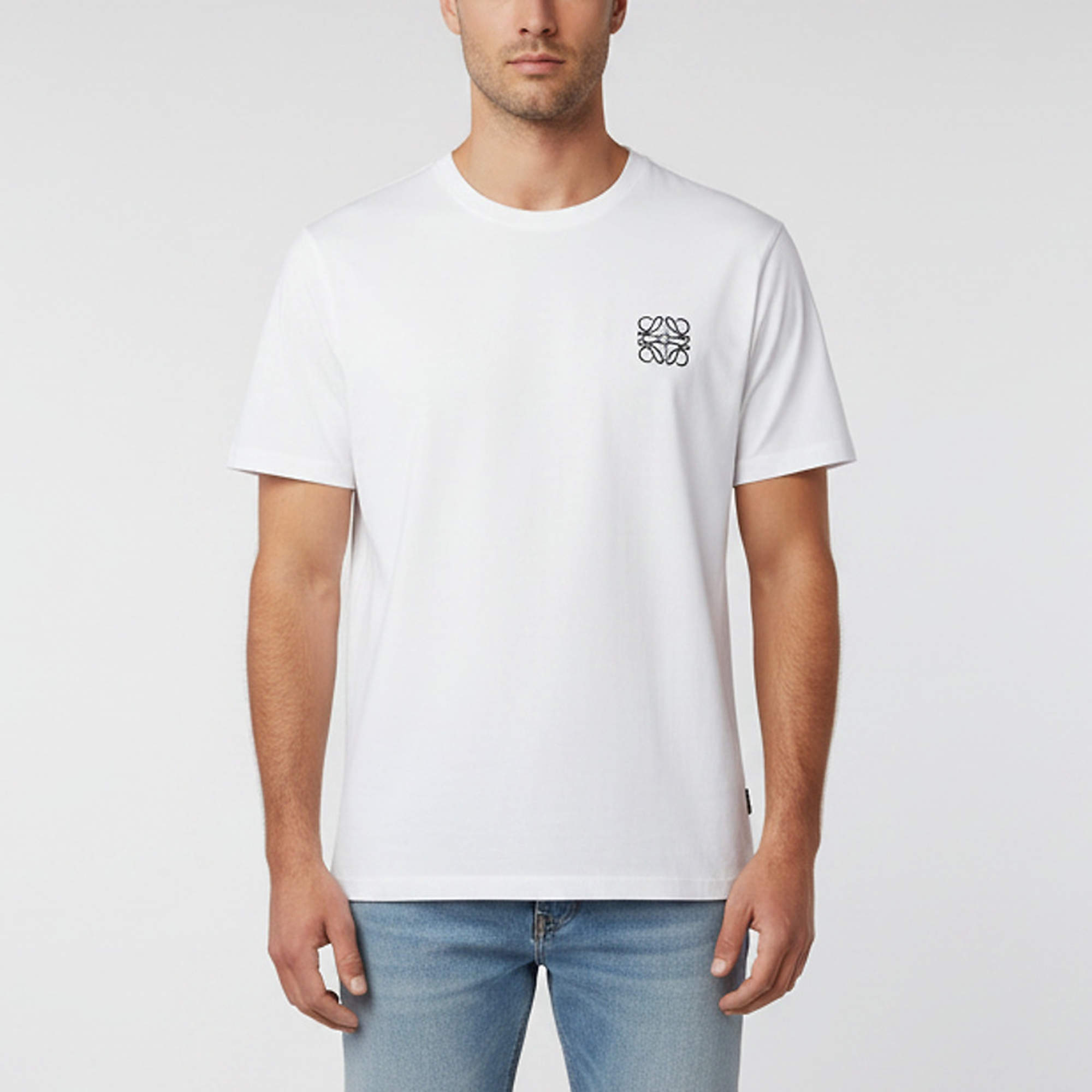 Pre Owned Loewe White Cotton Short Sleeve Crewneck T-Shirt L