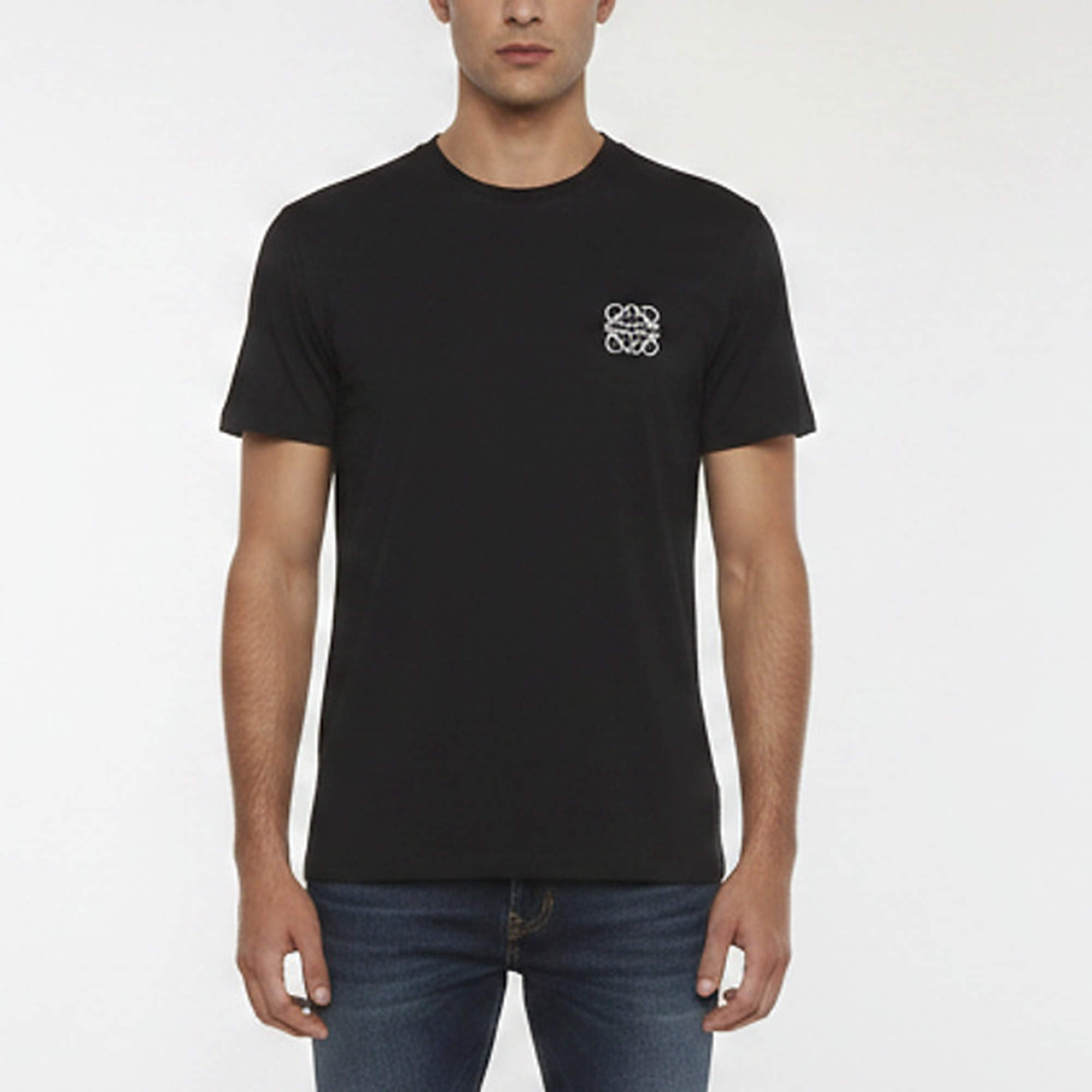 Pre Owned Loewe Black Anagram Embroidery Cotton Crew Neck T-Shirt S
