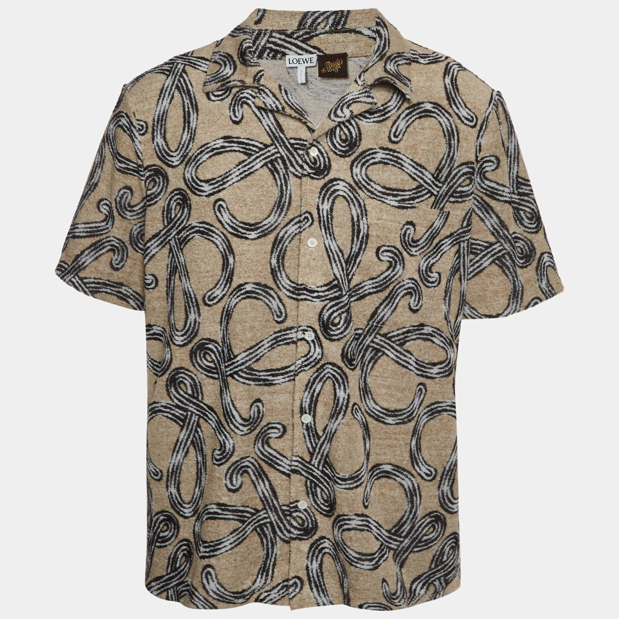 Pre Owned Loewe x Paula’s Ibiza Beige Anagram Terry Jacquard Bowling Shirt S